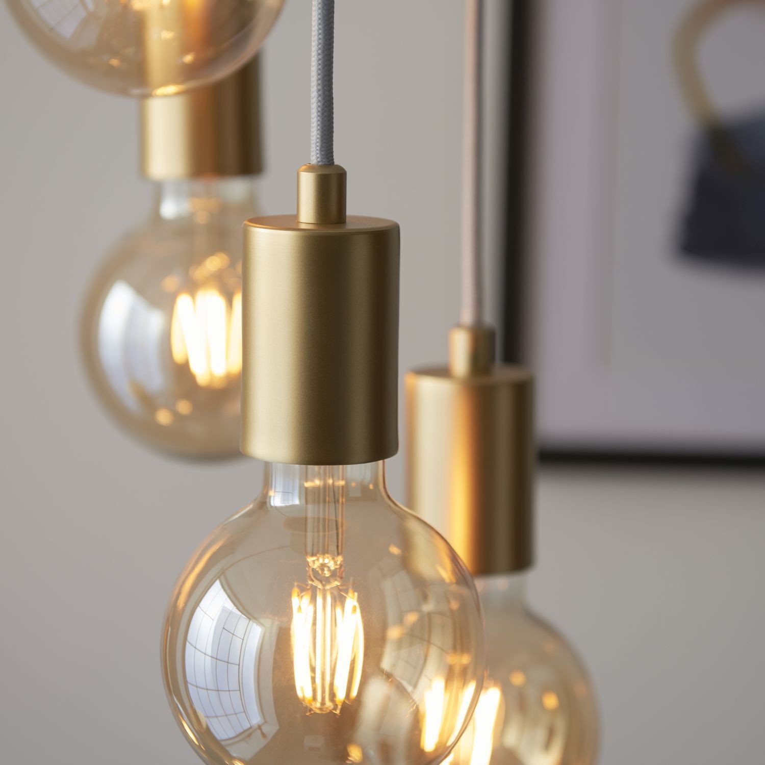 Lampe à suspendre en métal doré réglable design rétro pour 6x E27