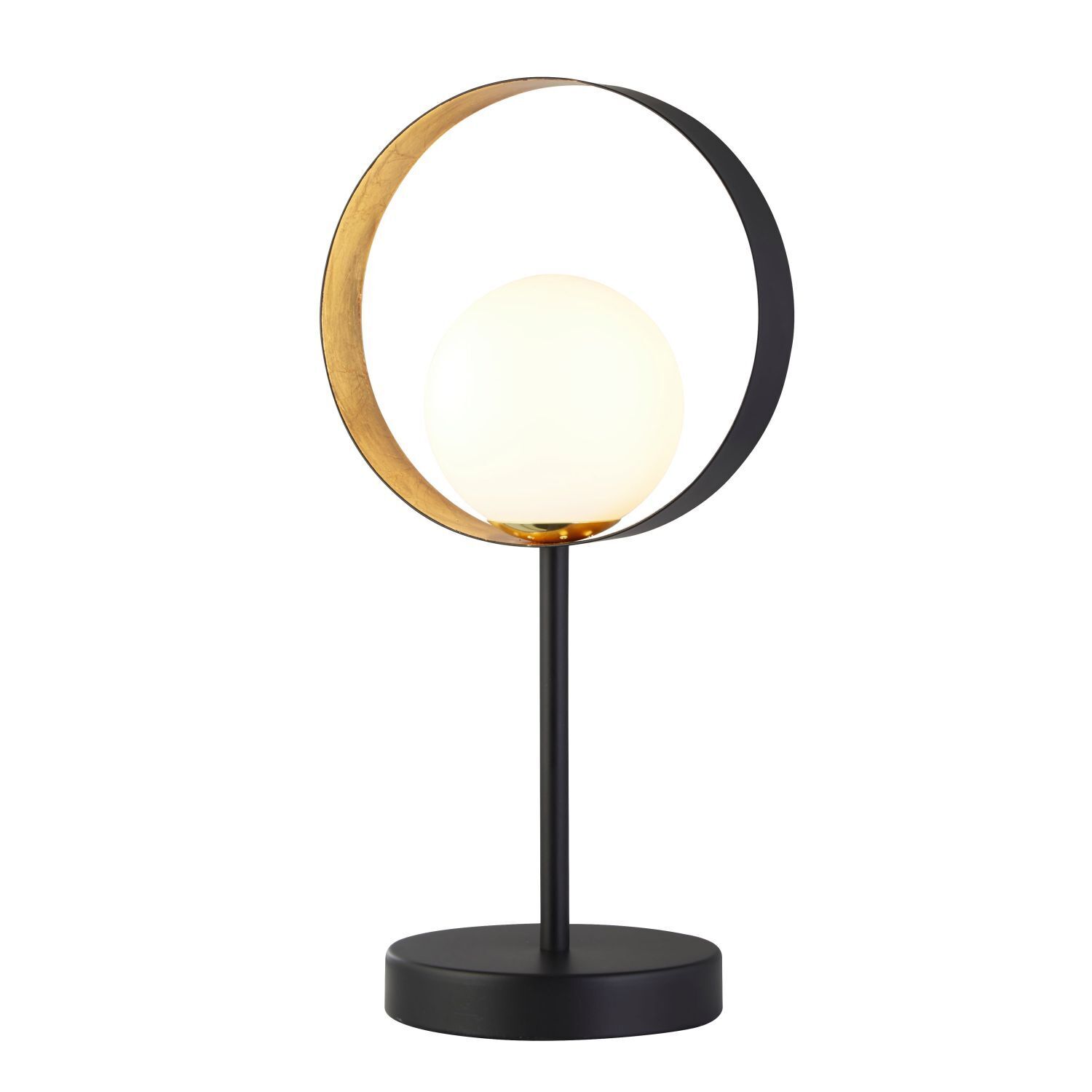 Lampe de table métal verre hauteur 36 cm G9 noir blanc or