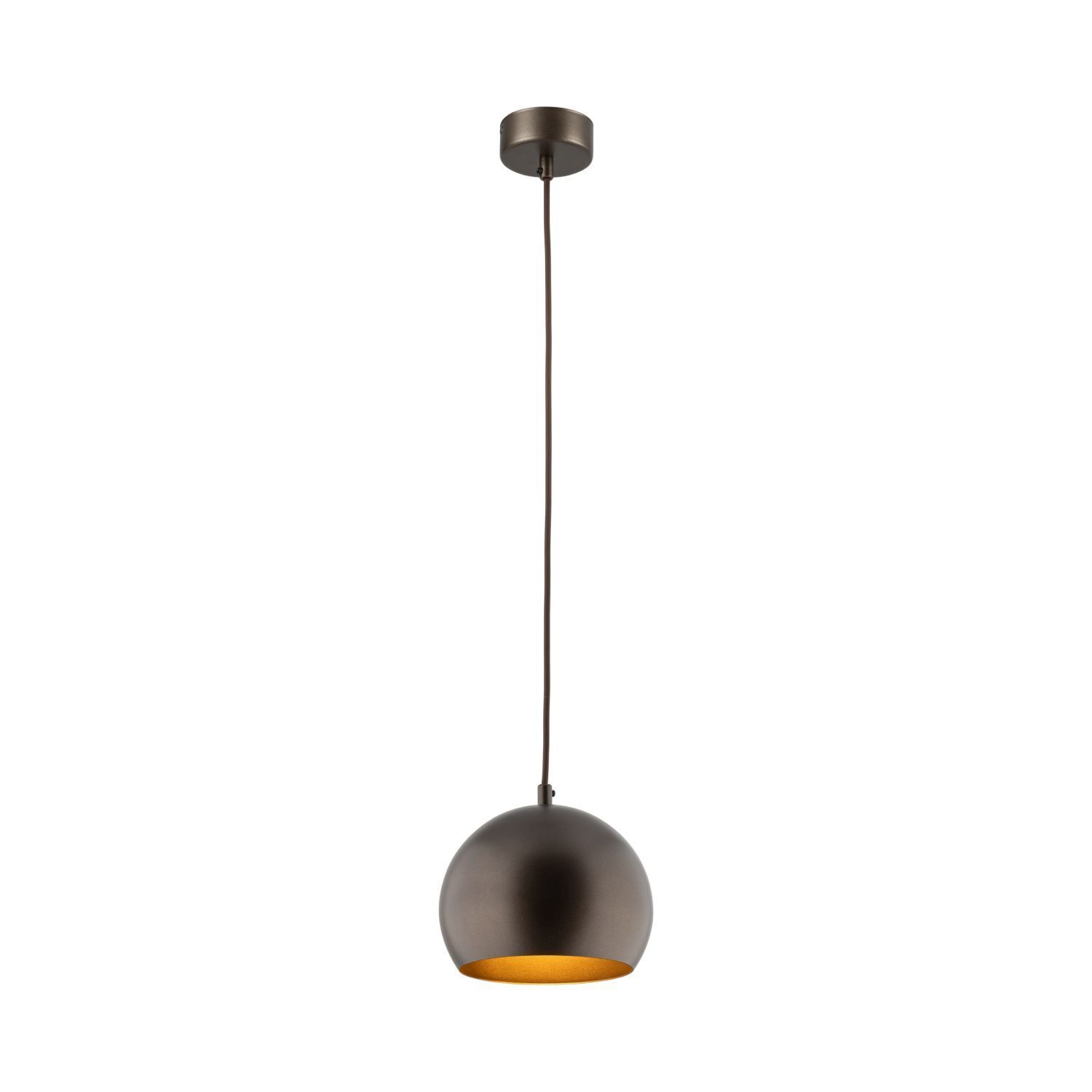 Pendelleuchte Braun Metall rund Ø 17 cm klein E27 Kugel Lampe