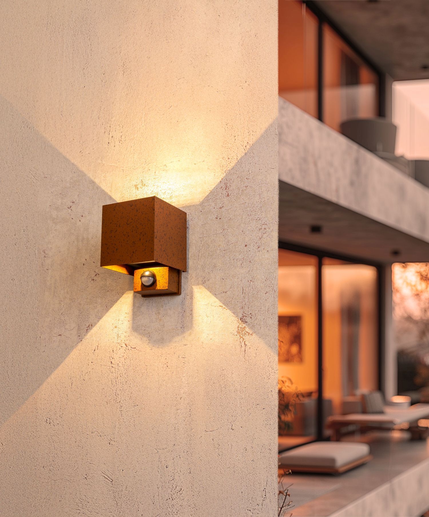 Applique LED Détecteur de mouvement Marron rouille Up Down IP54