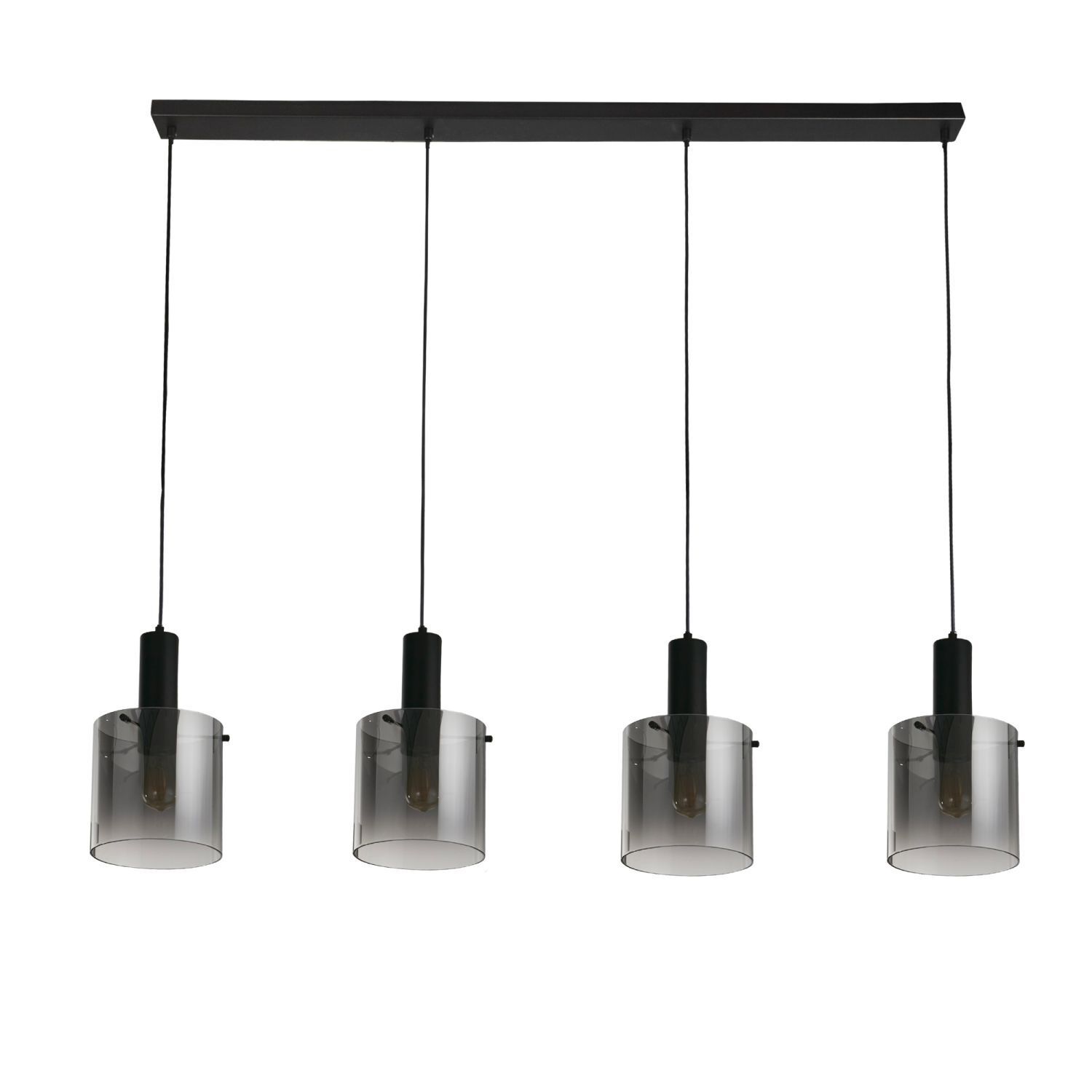 Lampe à suspendre Gris Noir L : 142 cm 4-flamme E27 verre métal