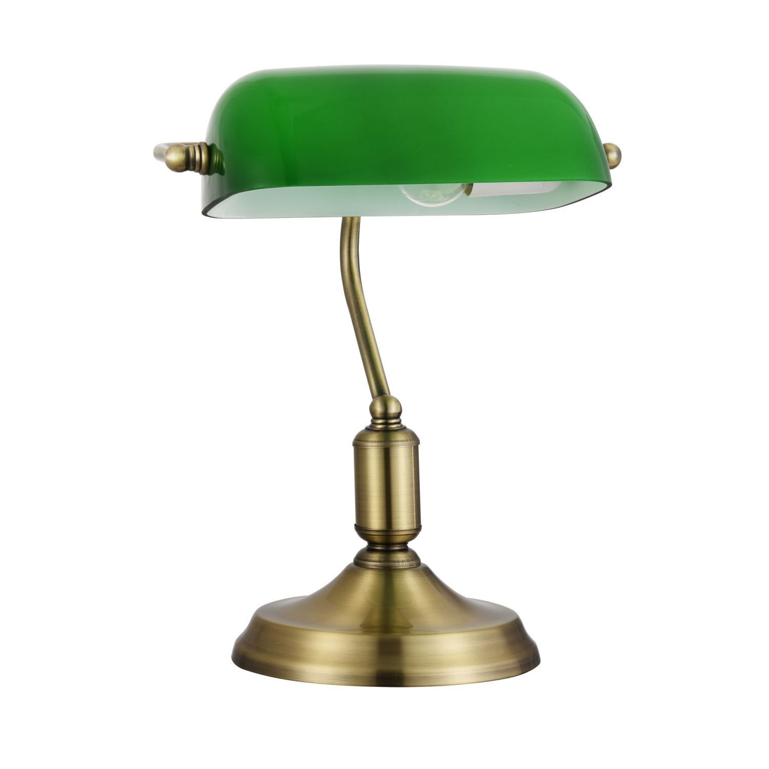 Lampe de banquier métal verre E27 36 cm en laiton vert MARC