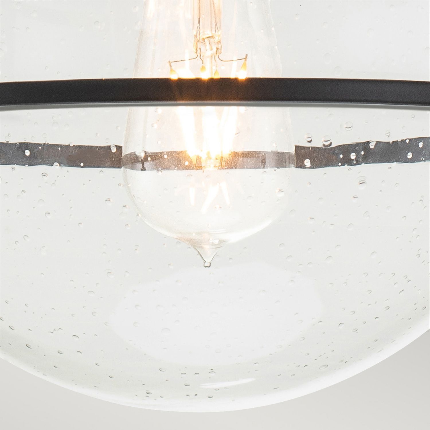 Plafonnier métal verre E27 rond Ø 28,2 cm noir