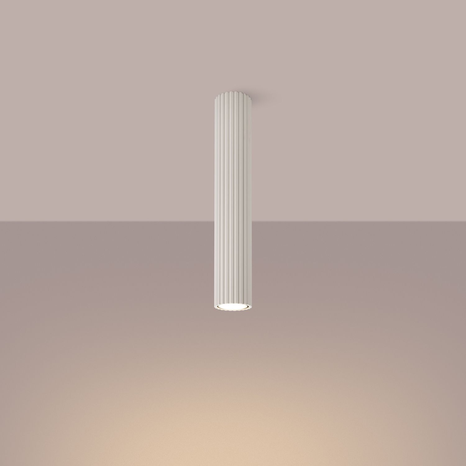 Lampe de plafonnier étroite Ø 6,5 cm H : 40 cm en Crème Moderne