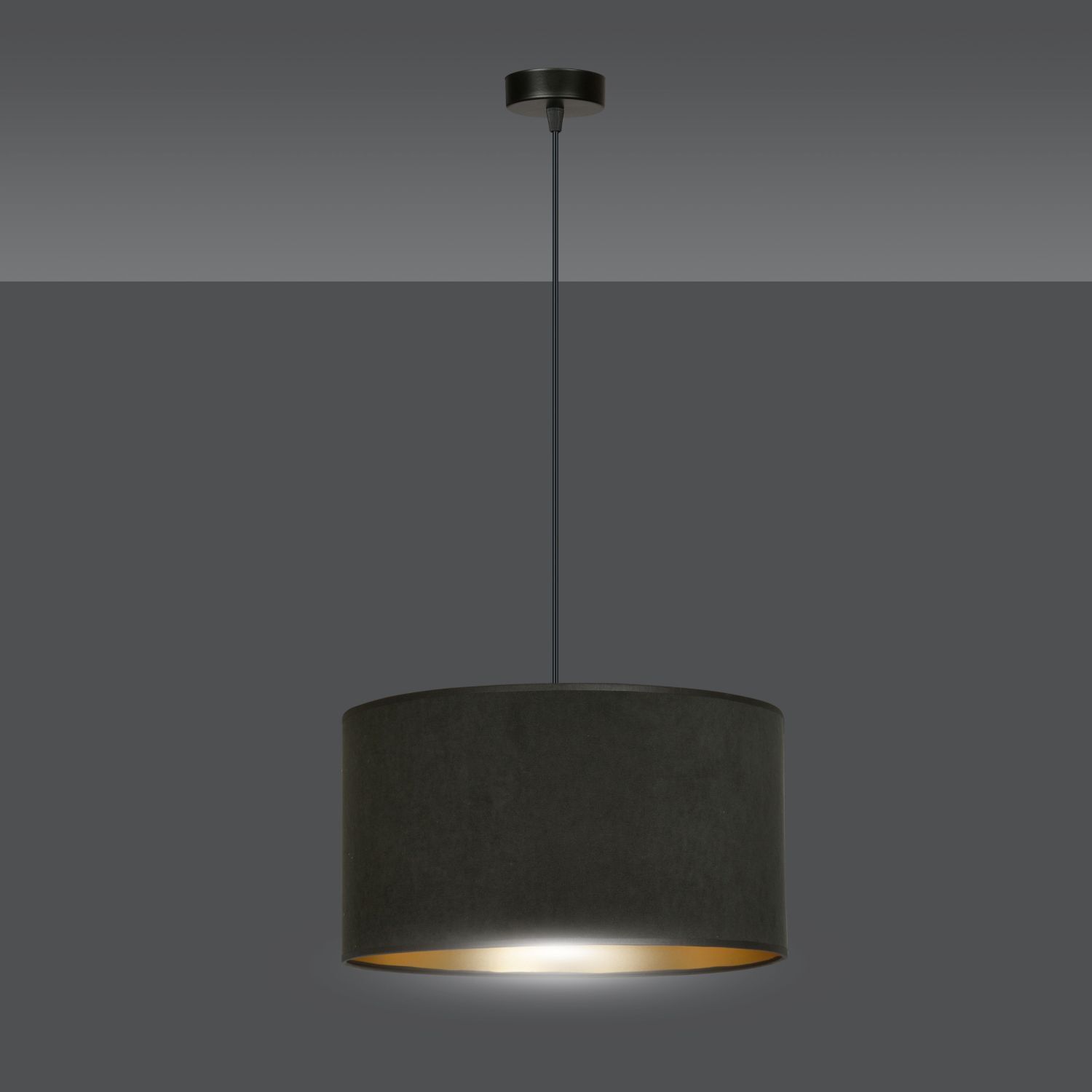 Suspension noir or Ø 35 cm rond tissu E27 CYRIL Lampe, Kronleuchter