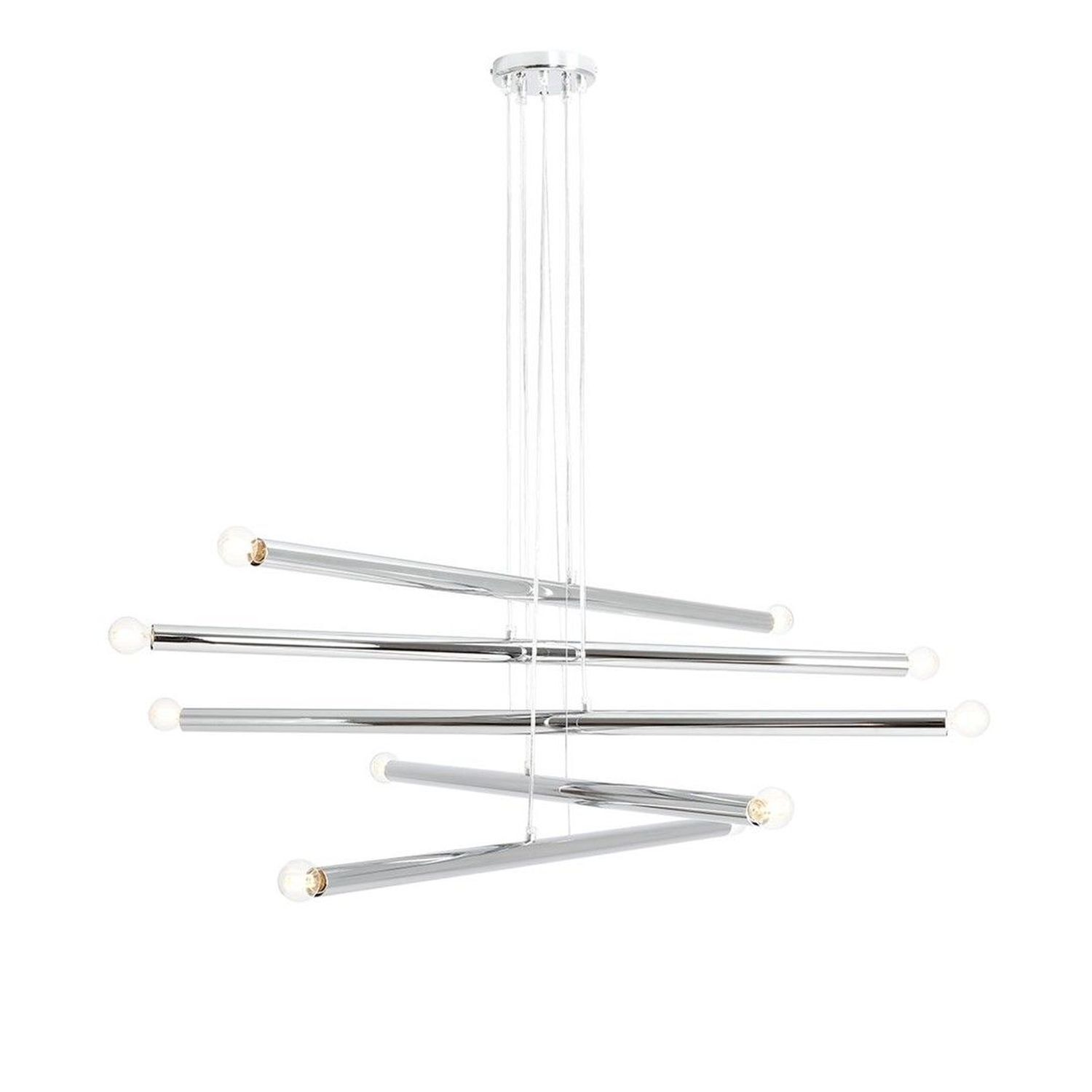 Lampe à suspendre rétro en métal E14 L:100 cm élégante en chrome