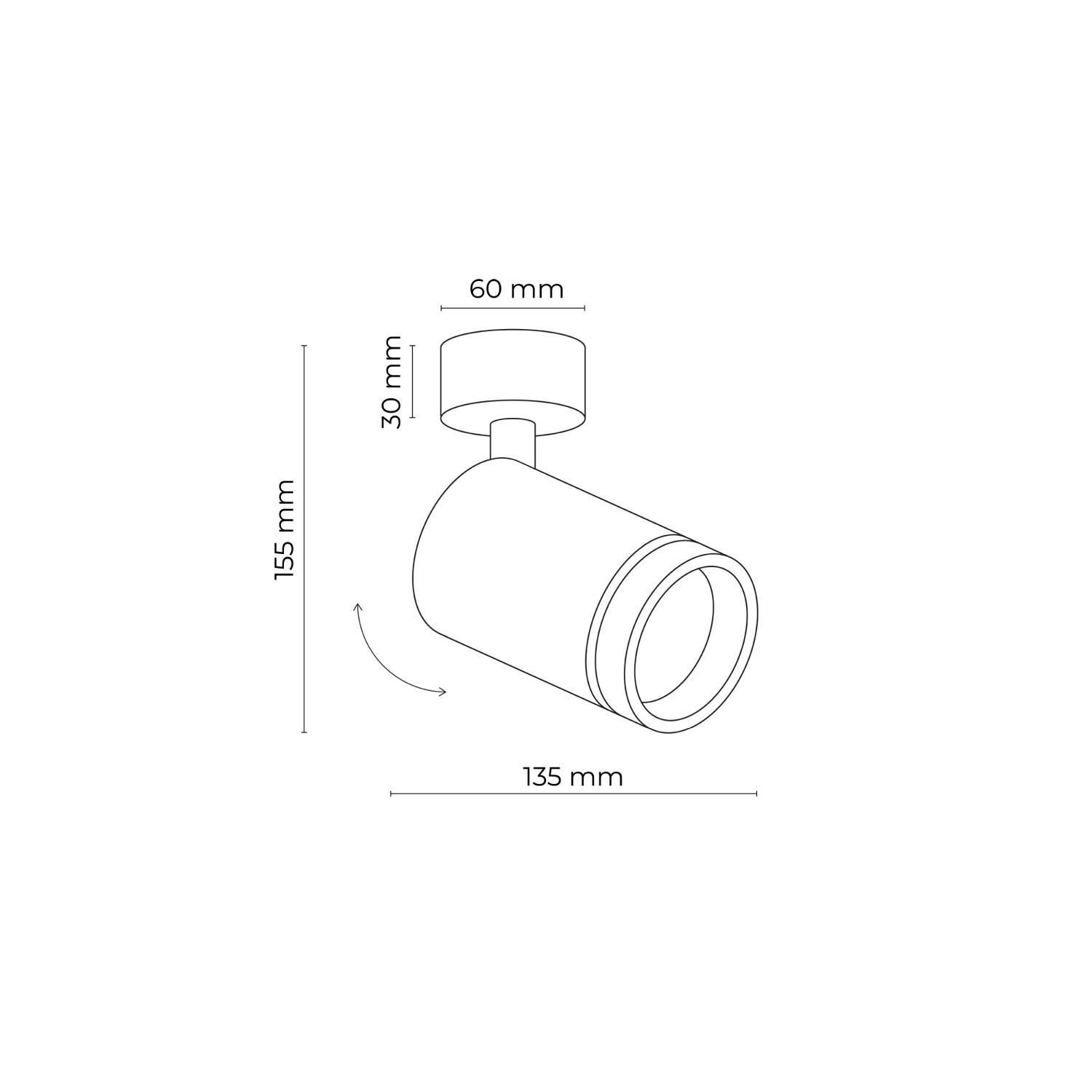 Plafonnier métal GU10 Ø 5,5 cm H : 13,5 cm orientable
