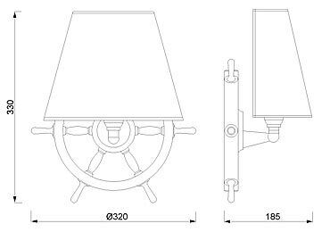 Lampe murale maritime laiton barre à roue VELIERO