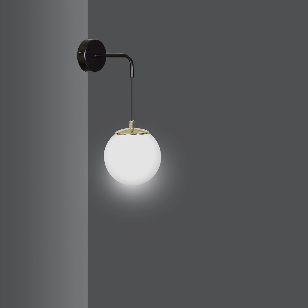 Applique en verre Boule Abat-jour Noir Blanc Moderne E27