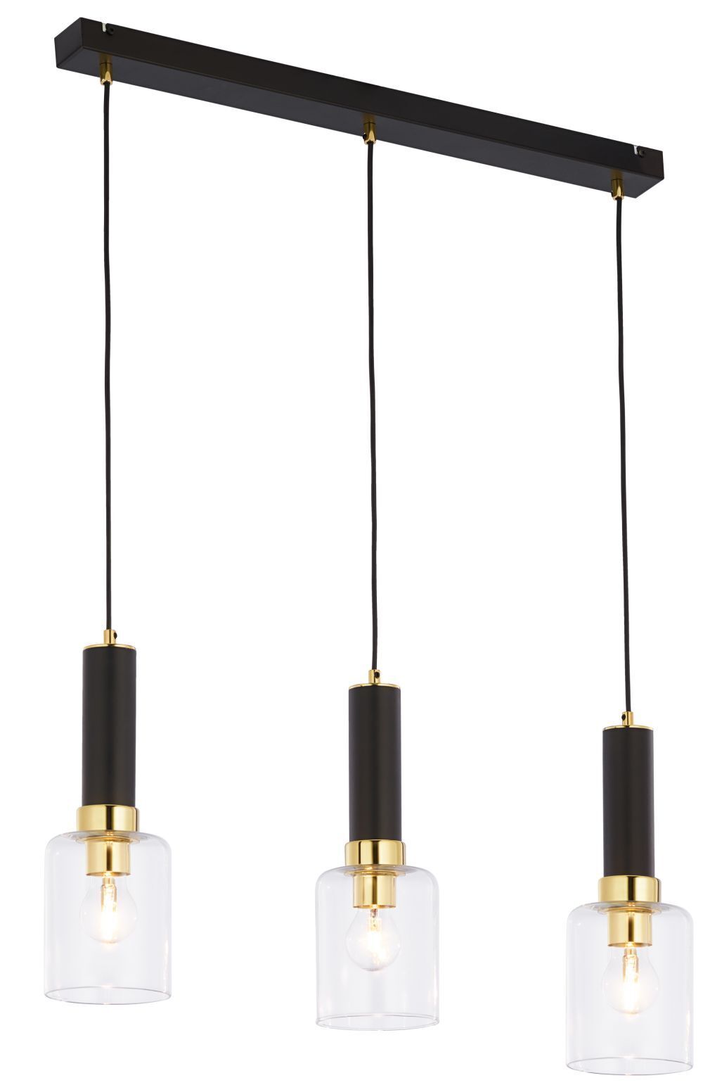 Suspension moderne verre métal E27 3 flammes