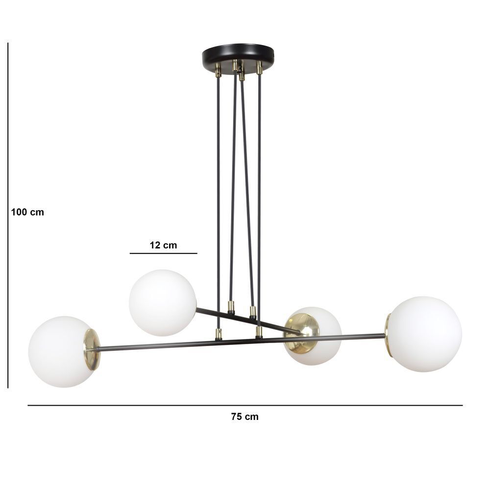 Lampe à suspendre Boule Abat-jour réglable Noir Blanc 4x E27