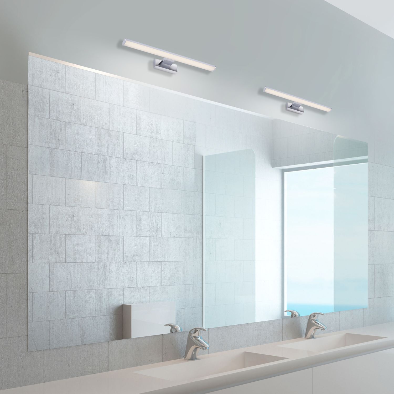 Applique LED en métal chromé 1550 lm blanc neutre 60 cm Sinken, Waschbeckenhahn, Drinnen