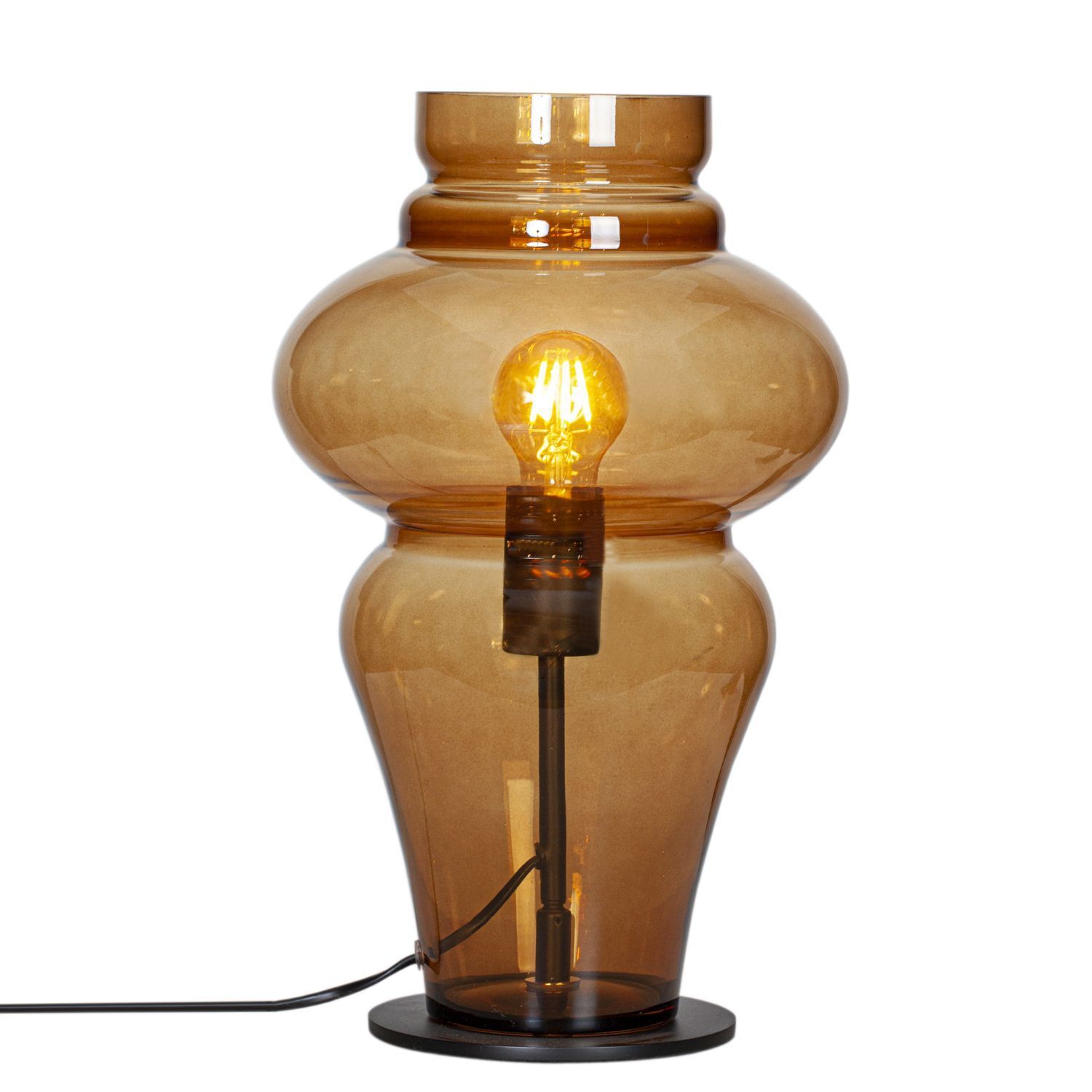 Tischlampe, Glaslampe, Bronzefarbene Lampe, Glühbirne, Nachtlampe