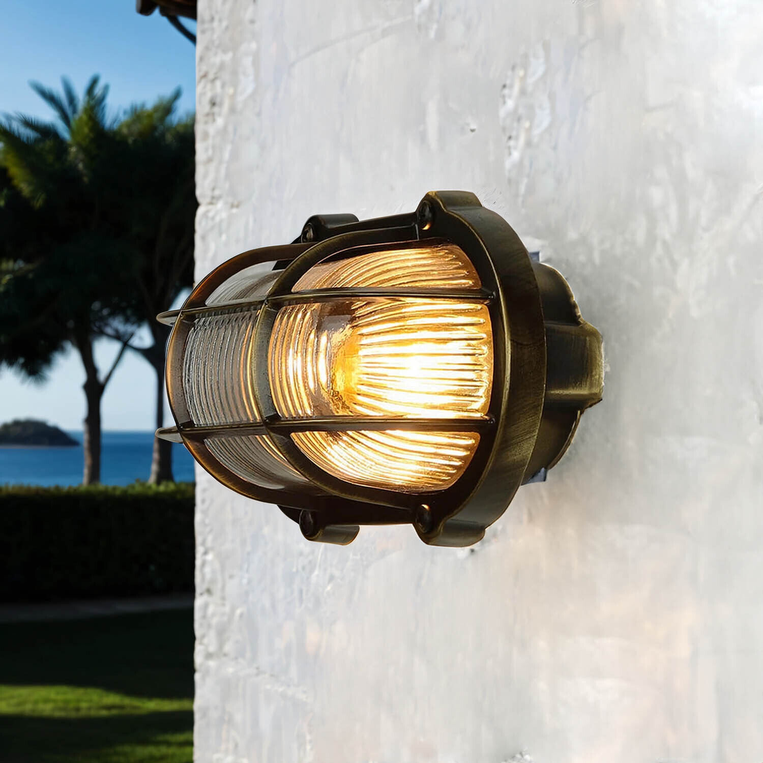 Lampe d'extérieur antique mur laiton véritable SKIATHOS