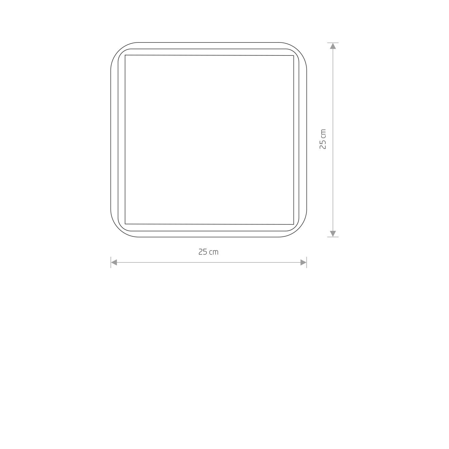 Plafonnier IP44 Chrome Blanc L : 25 cm carré 2x E27