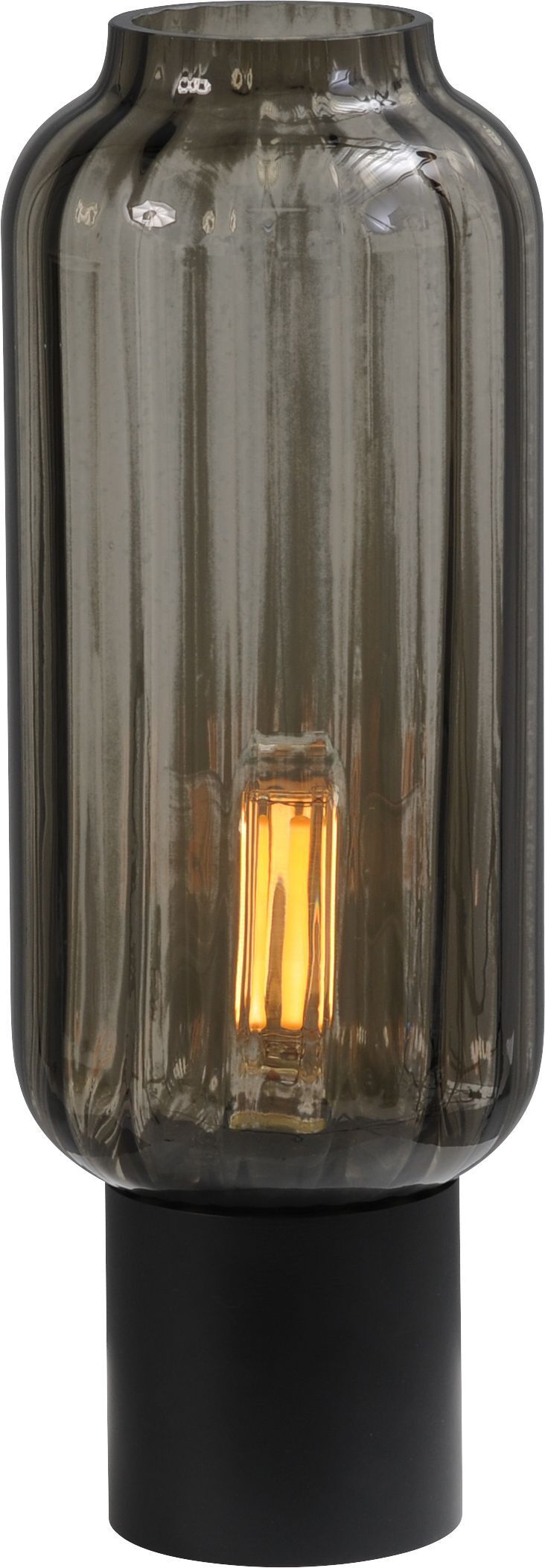 Lampe de table verre fumé métal 43 cm noir E27