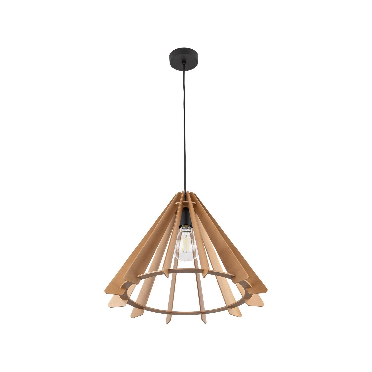 Suspension en bois E27 Ø 50 cm H : max. 160 cm réglable