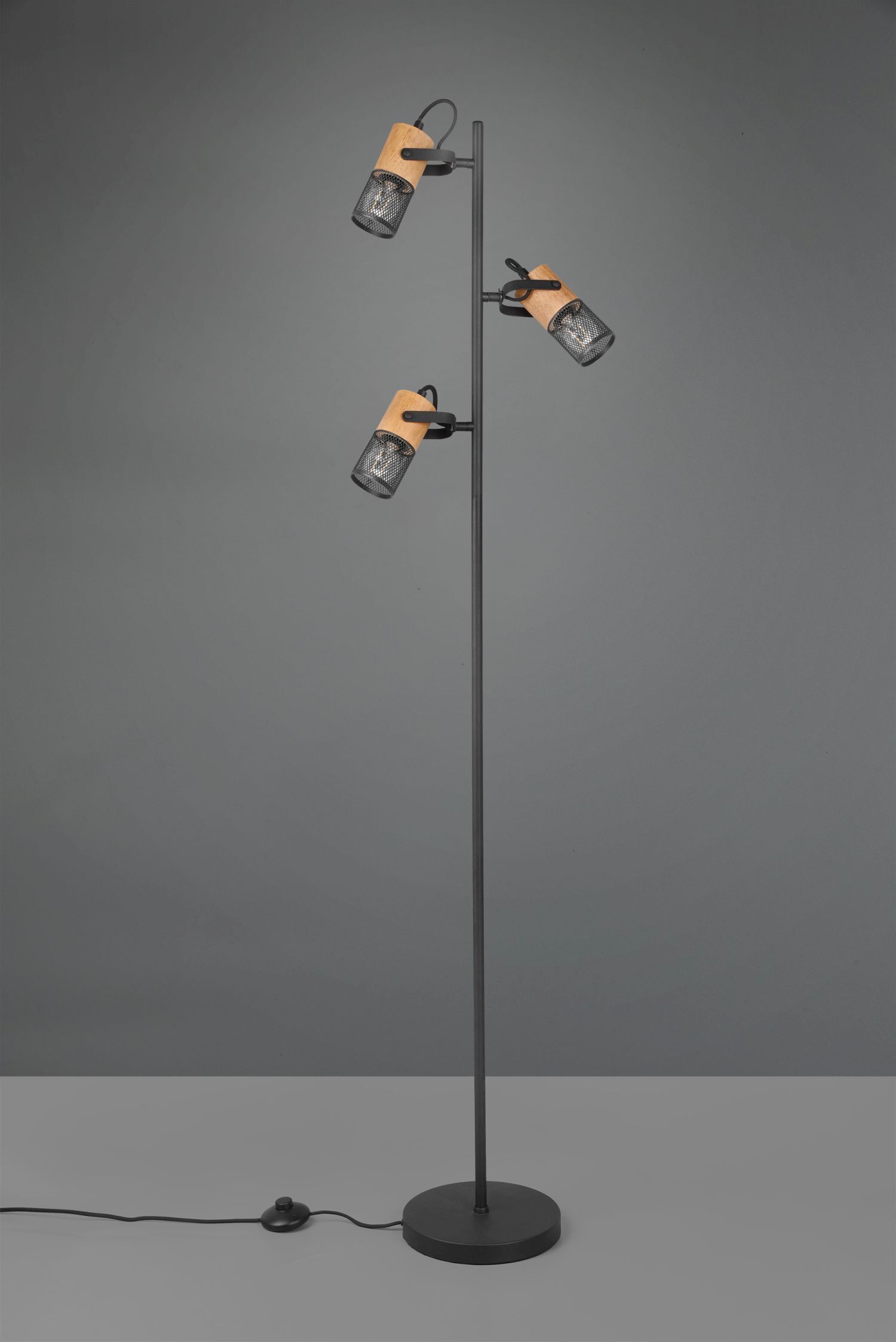 Lampadaire orientable métal bois 150 cm E14 Vintage