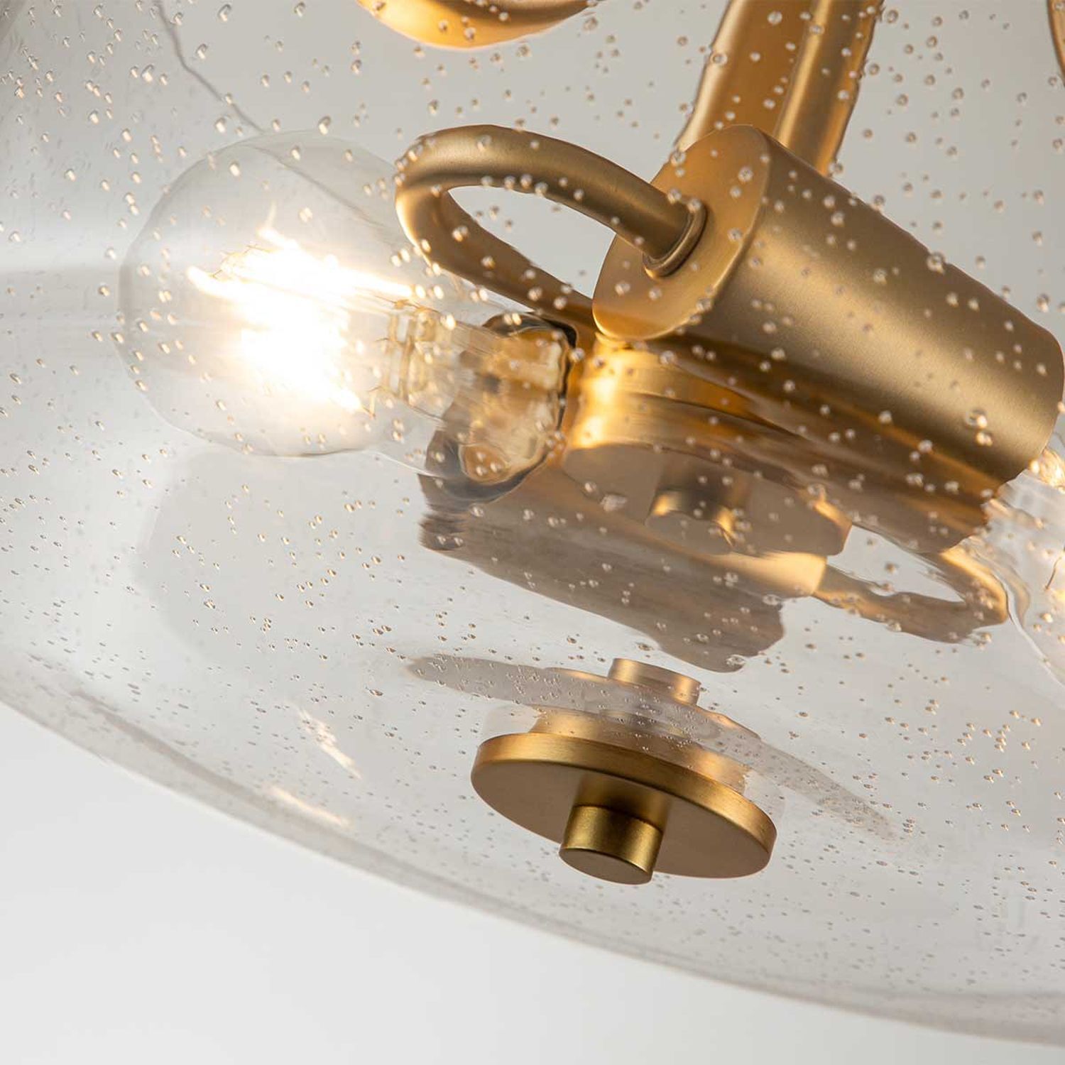 Lampe de plafonnier verre abat-jour Ø 31,3 cm en laiton brossé