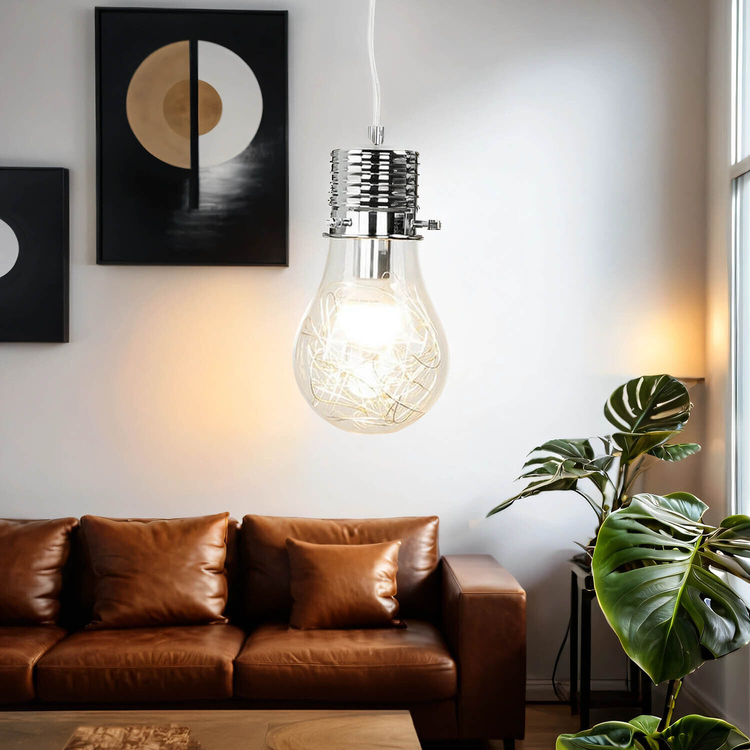 Hängelampe Glas Metall Glühbirnen-Design dekorativ E14 Licht, Lampe, Couch, Mobiliar