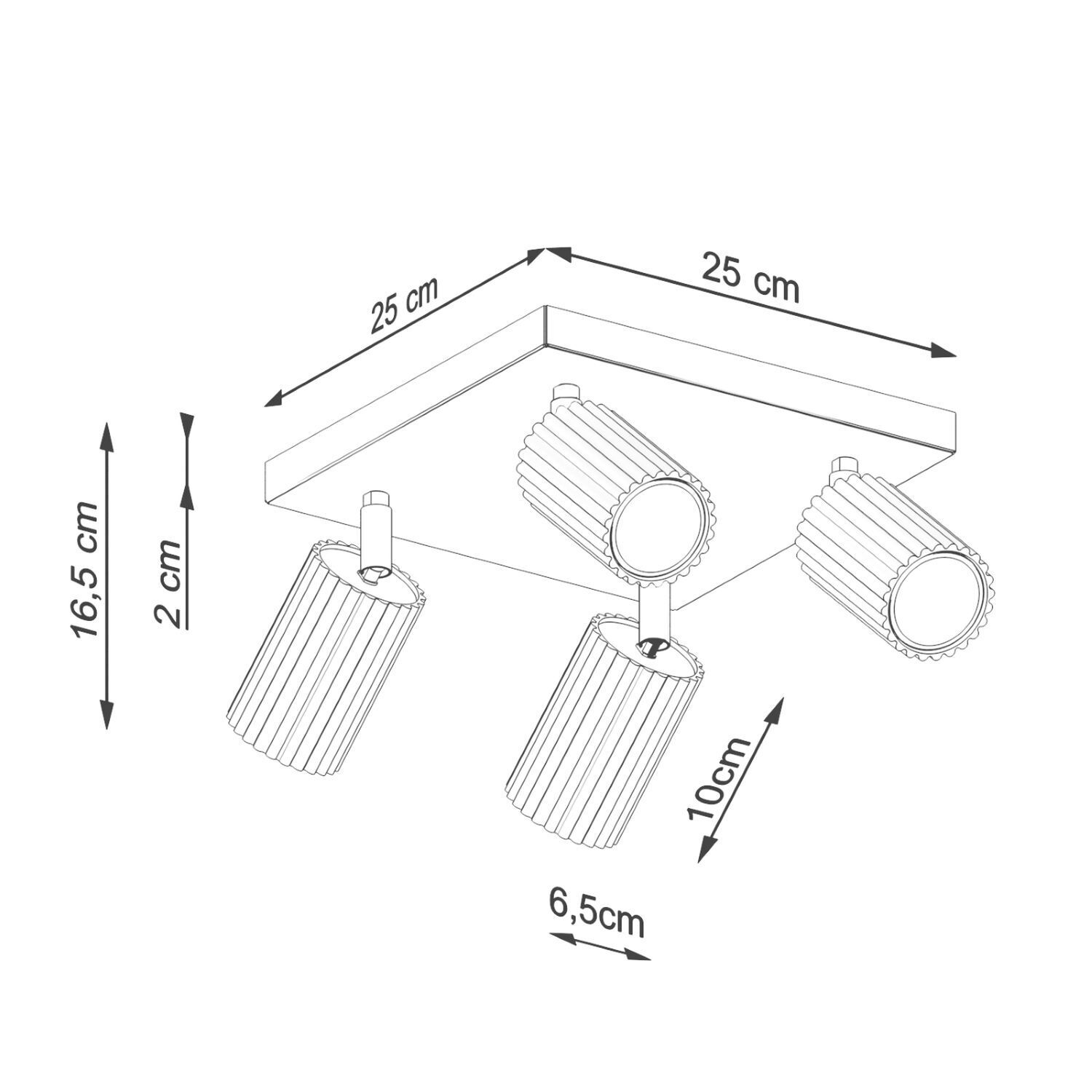 Projecteur de plafond 4 flammes GU10 L : 25 cm petit crème BERTA