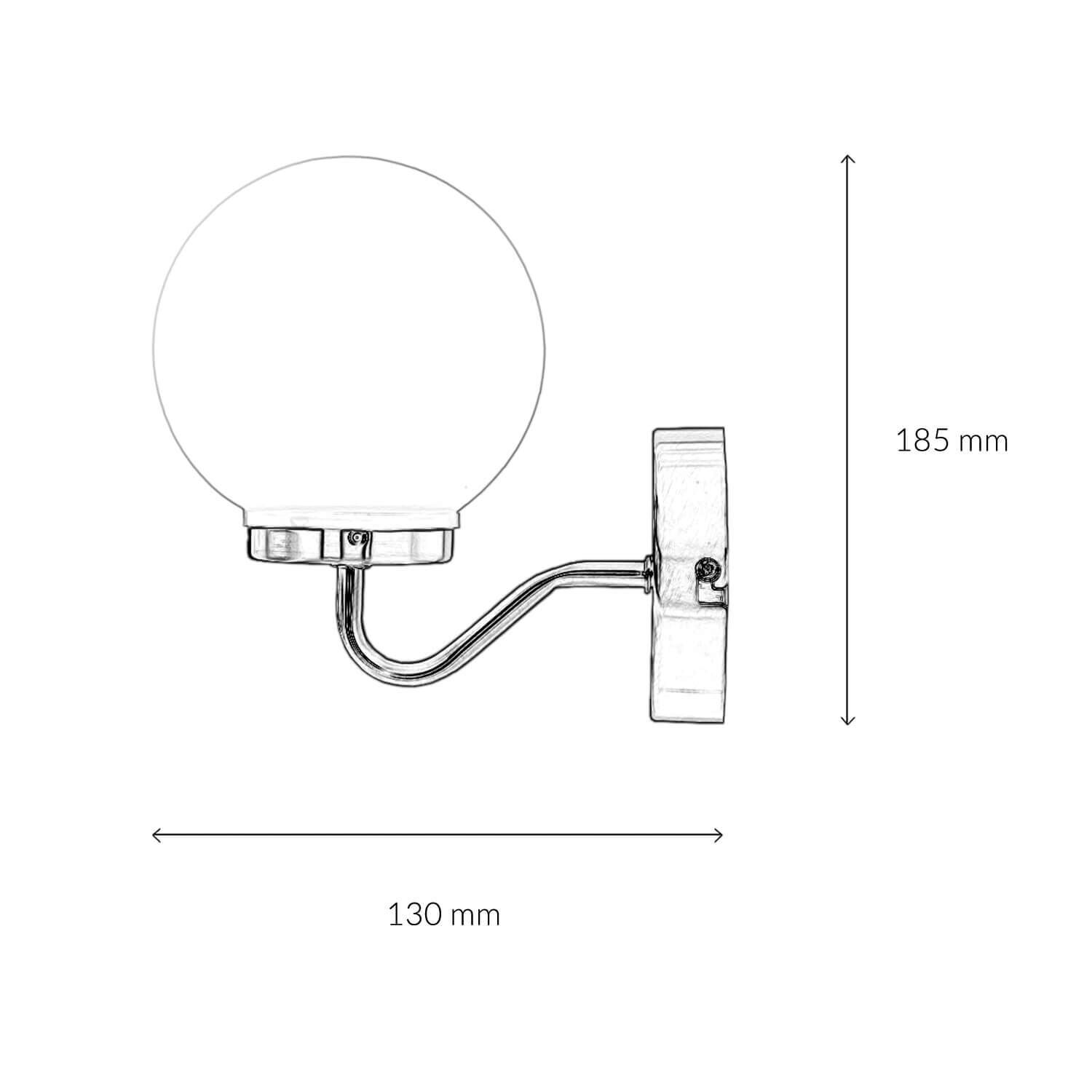 Petite lampe de salle de bain IP44 en bronze blanc Abat-jour sphérique