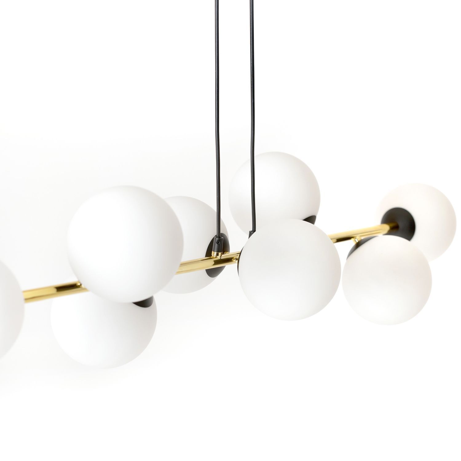 Suspension longue 140 cm E14 en noir blanc or