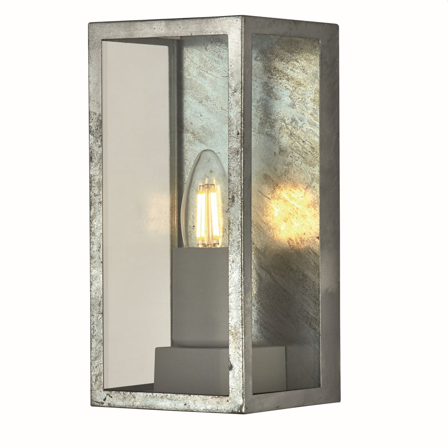 Applique extérieure IP44 en argent E27 verre métal carré H : 24 cm