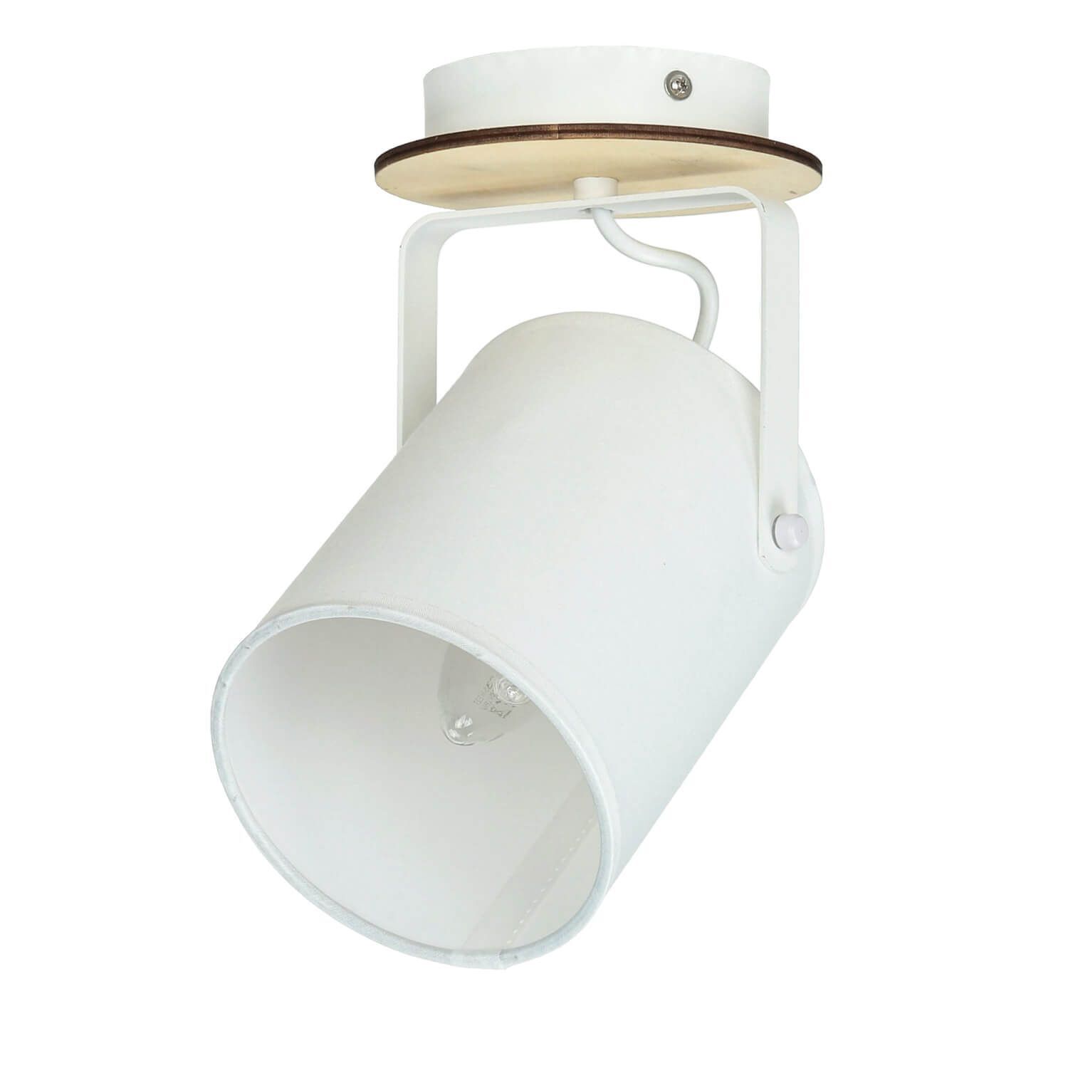 Spot Lampe réglable Blanc Tissu Bois E27 Skandi