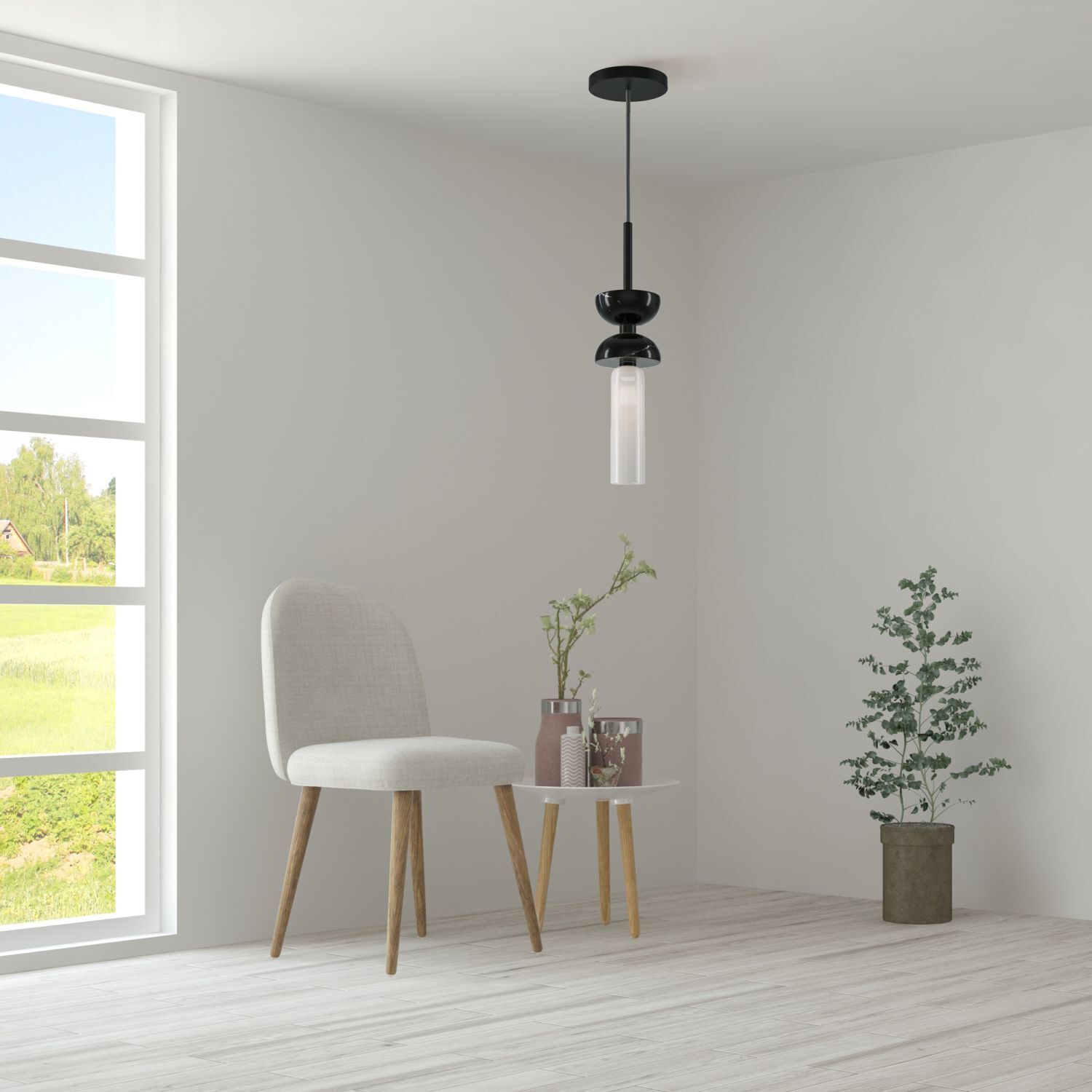 Lampe à suspendre métal verre rond D : 10 cm H : max. 336,5 cm