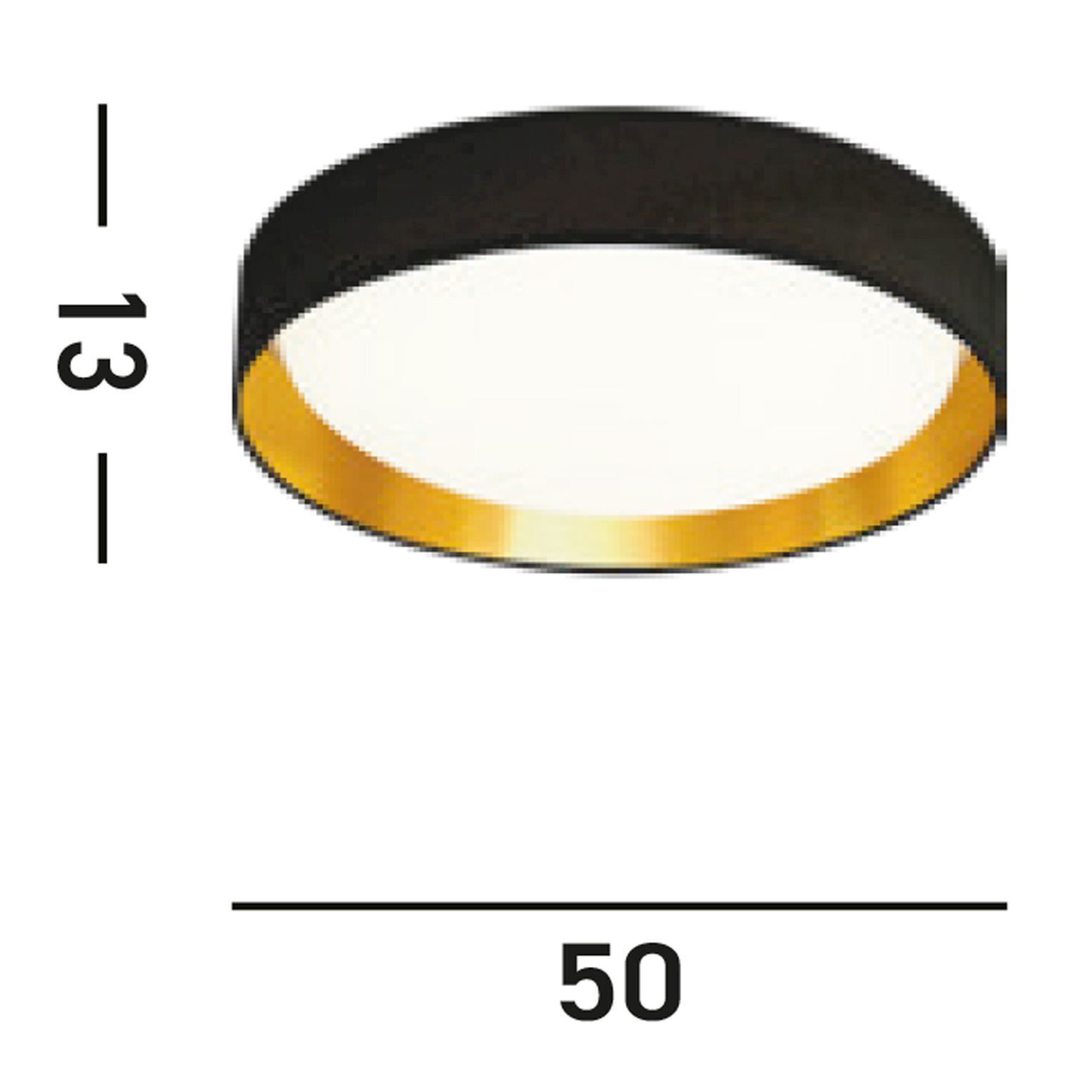 Plafonnier LED élégant Ø50 cm 25 W en noir et or