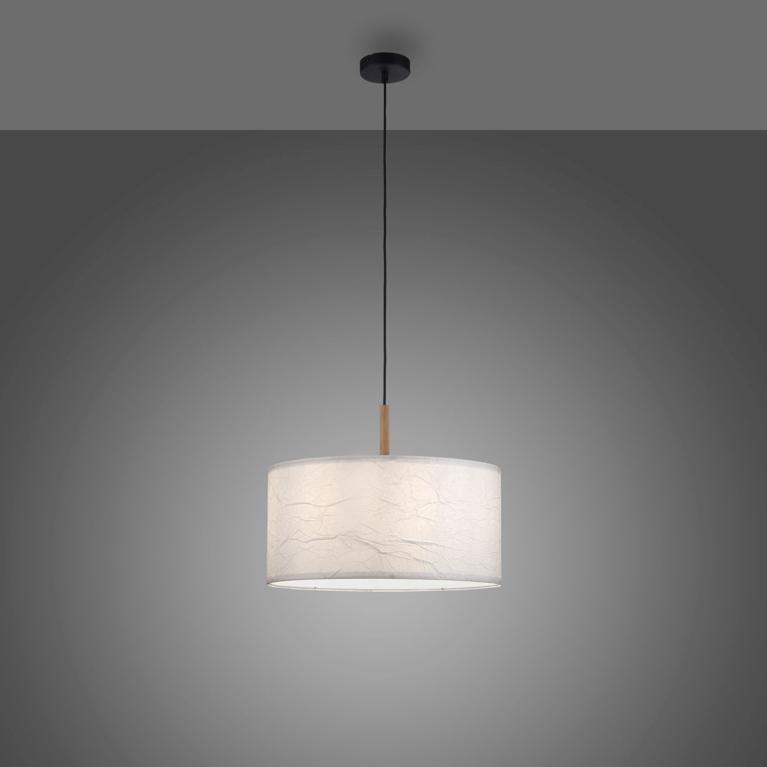 Suspension ronde papier bois E27 Ø44,5 cm confortable Lampe, Kronleuchter, Deckenleuchte