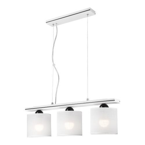 Lampe à suspendre Abat-jour Blanc Tissu 3-flmg allongé