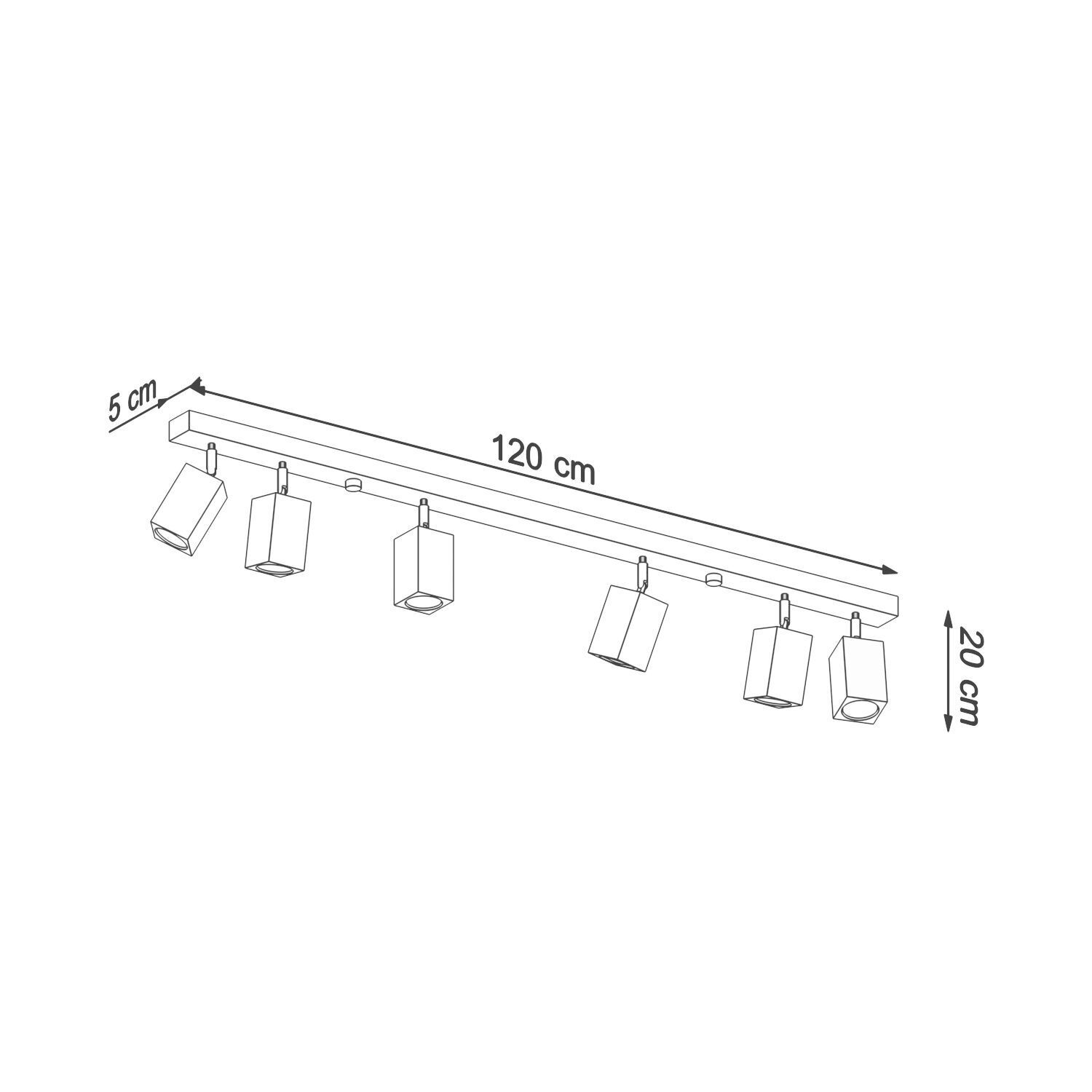 Plafonnier bois 120 cm 6 flammes orientable allongé