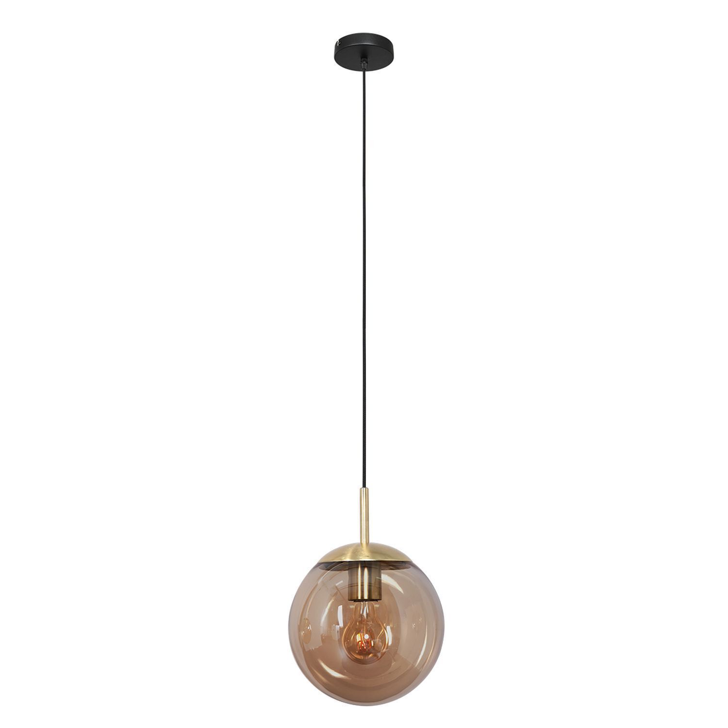 Lampe à suspendre élégante Noir Ambre Laiton Ø25 cm