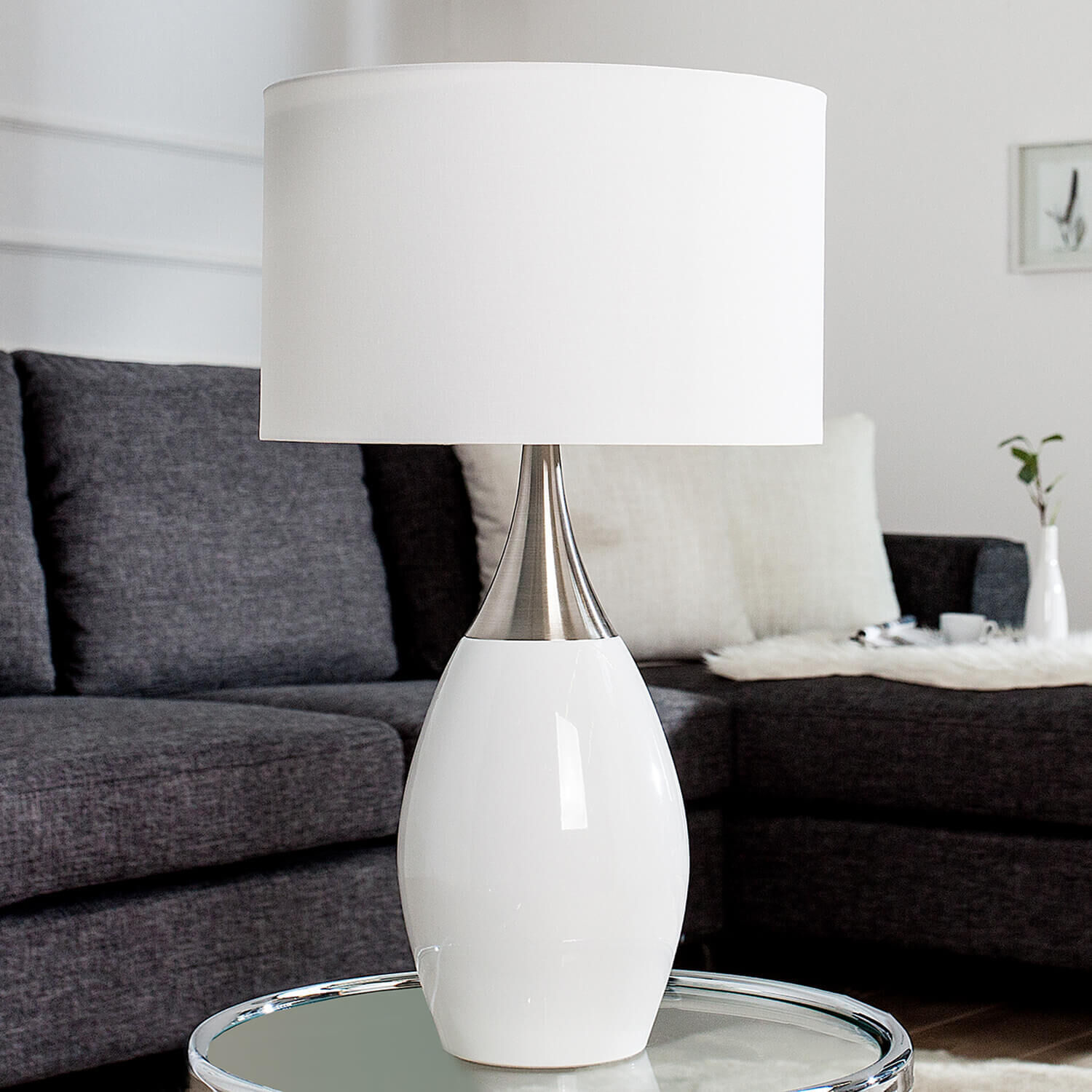 Tischleuchte Ø30cm Klassisch elegant Lampe, Tischlampe, Getränk, Milch