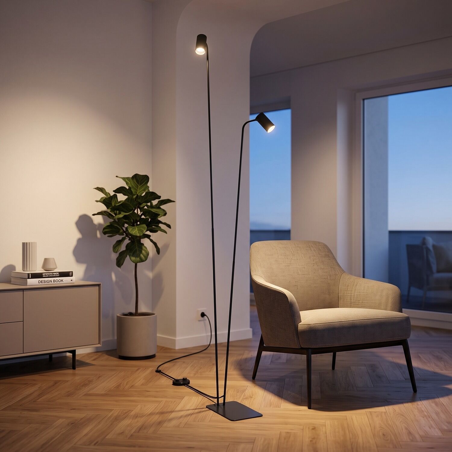 stehlampe-moderne-wohnzimmerbeleuchtung-stehleuchte-wohnzimmer-colene-2x-gu10-bis-10-w-schwarz-mit-schalter-modern-no7708-02 Stehleuchte, Leseleuchte, Lampenstativ, Wohnzimmerdeko, Holzfußboden