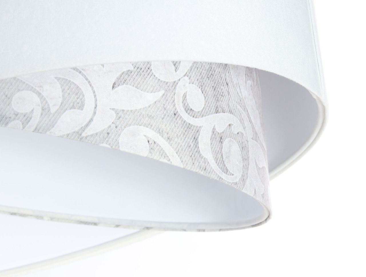 Suspension ronde D : 50 cm E27 Blanc Gris Abat-jour en tissu