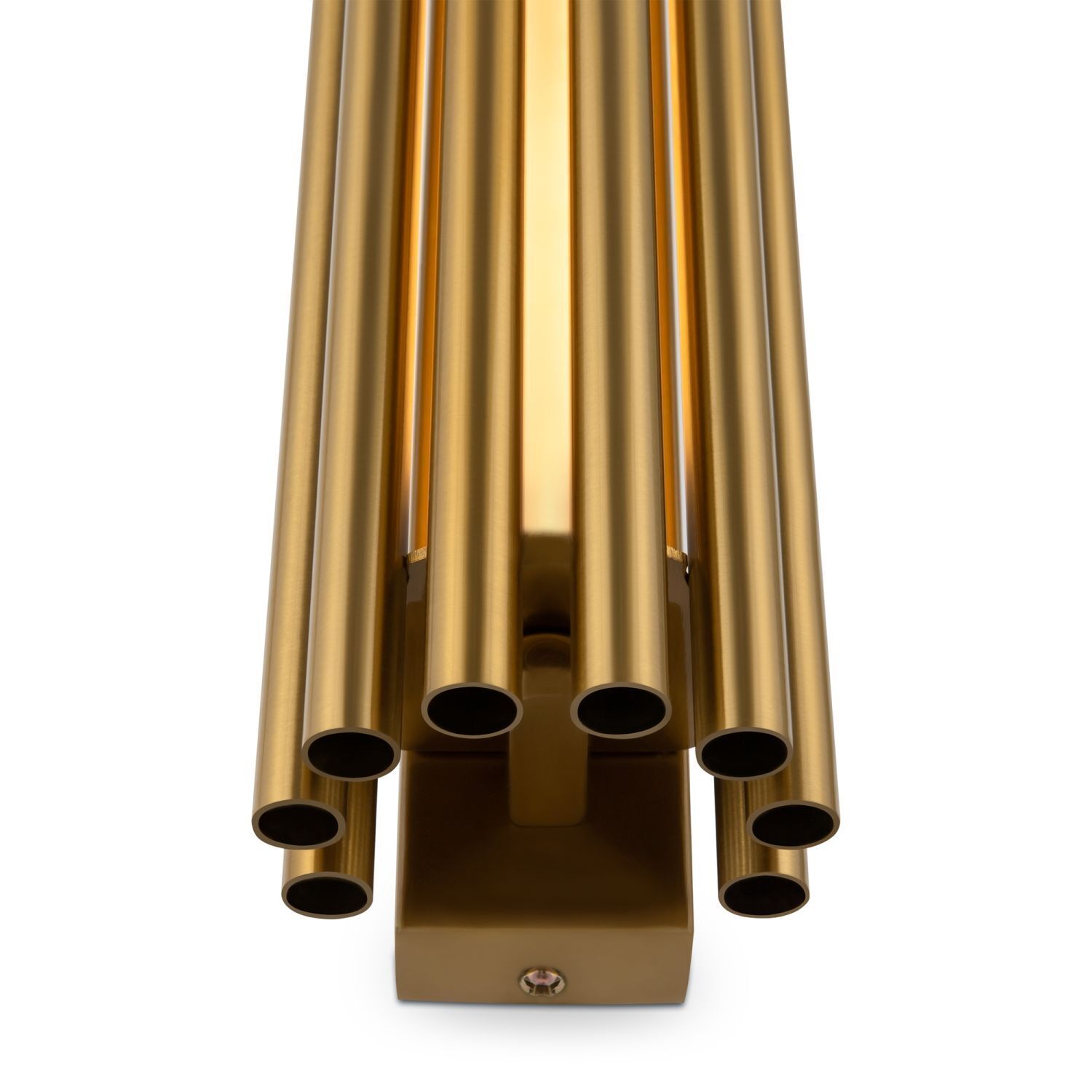 Wandlampe Aluminium Glas LED 36 cm hoch in Messing Gold Musikinstrument