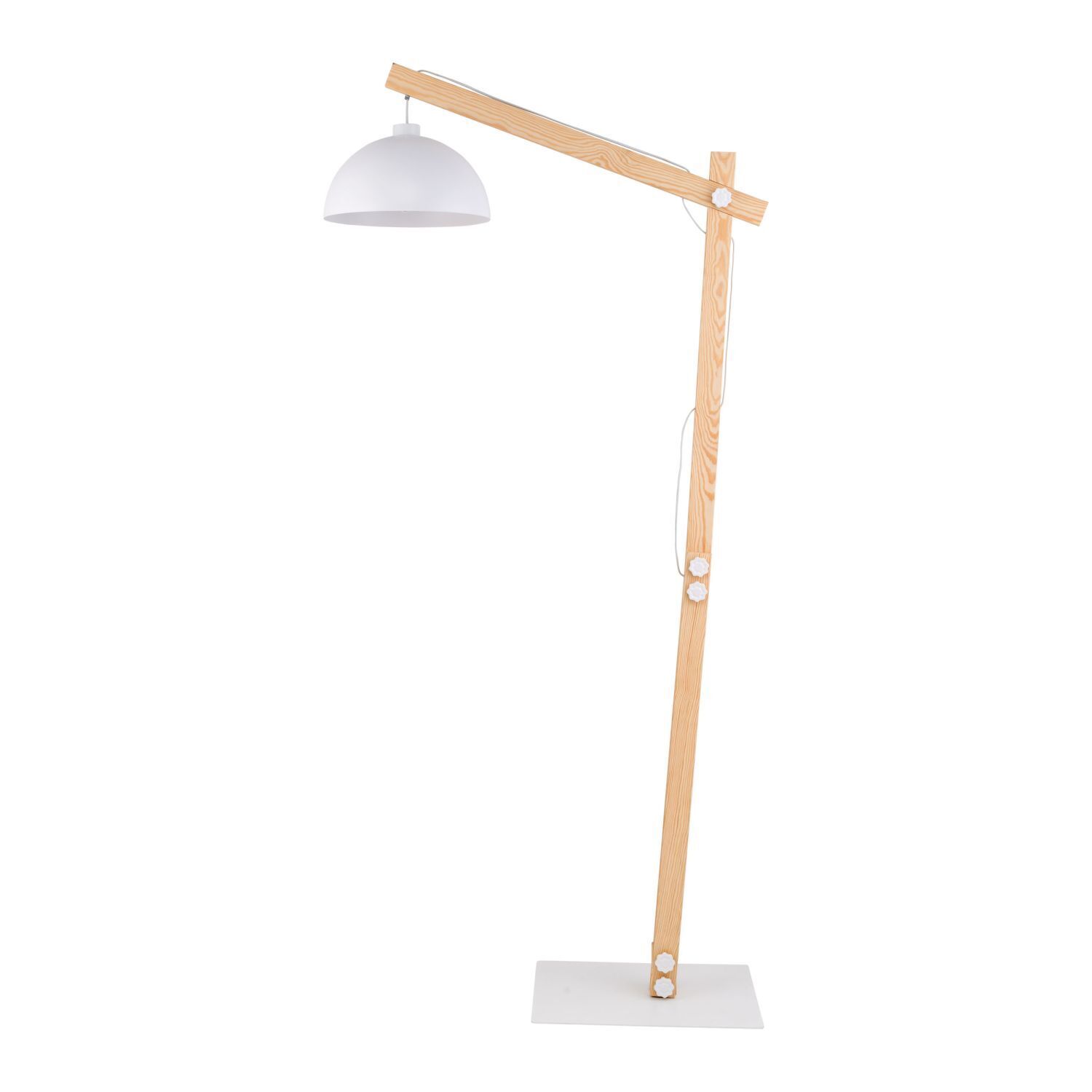 Lampadaire bois métal 180 cm réglable blanc naturel