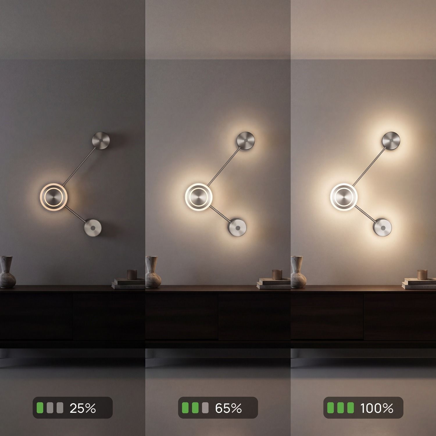 Applique LED aluminium dimmable H:44 cm 3000 K argent Wandlampe, Wandlampen, Deckenleuchte, LED, modern