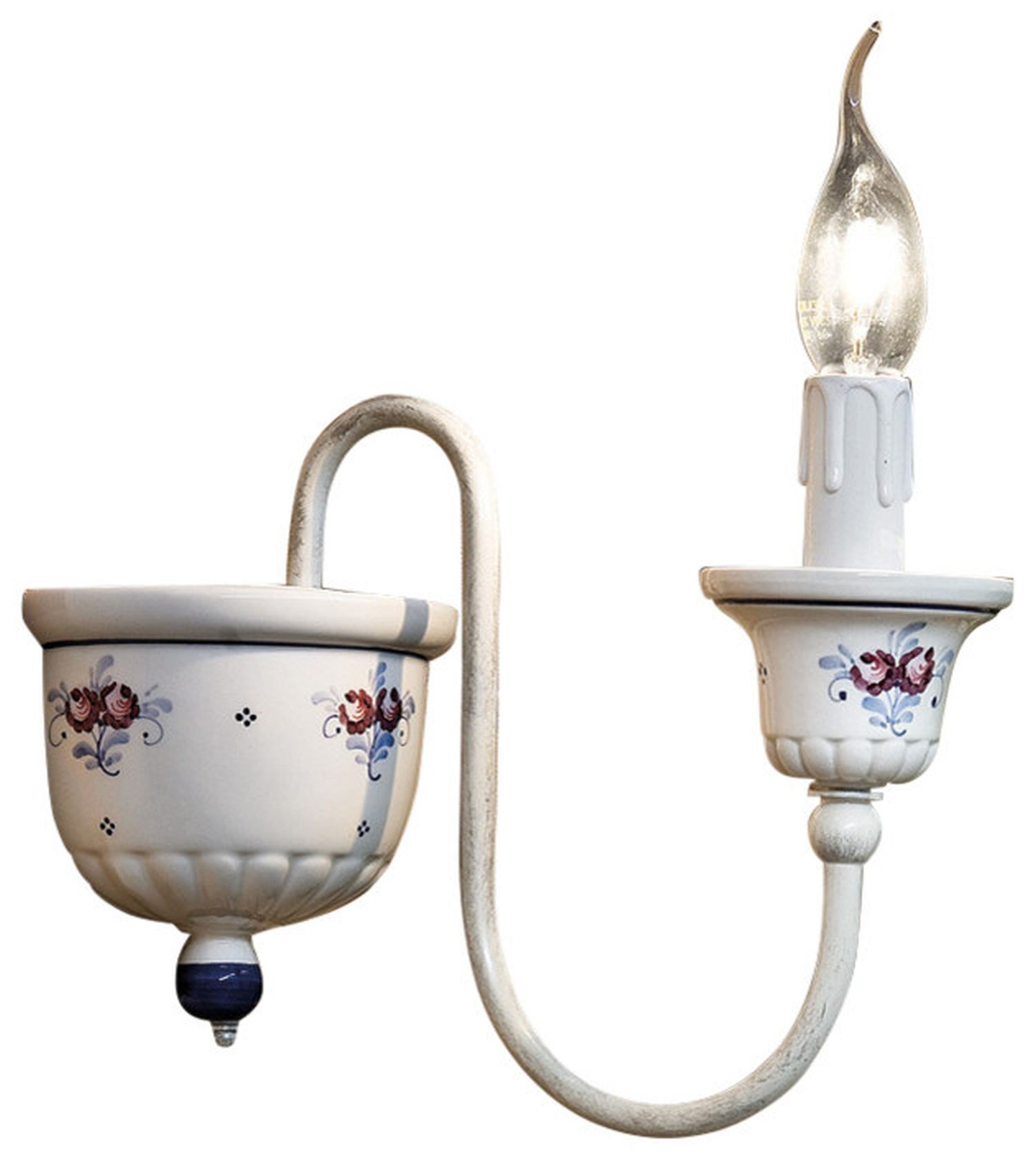 Wandleuchte Keramik H: 21 cm E14 Landhaus Stil LARONE Licht, Leuchte, Lampe, Rauchrohr