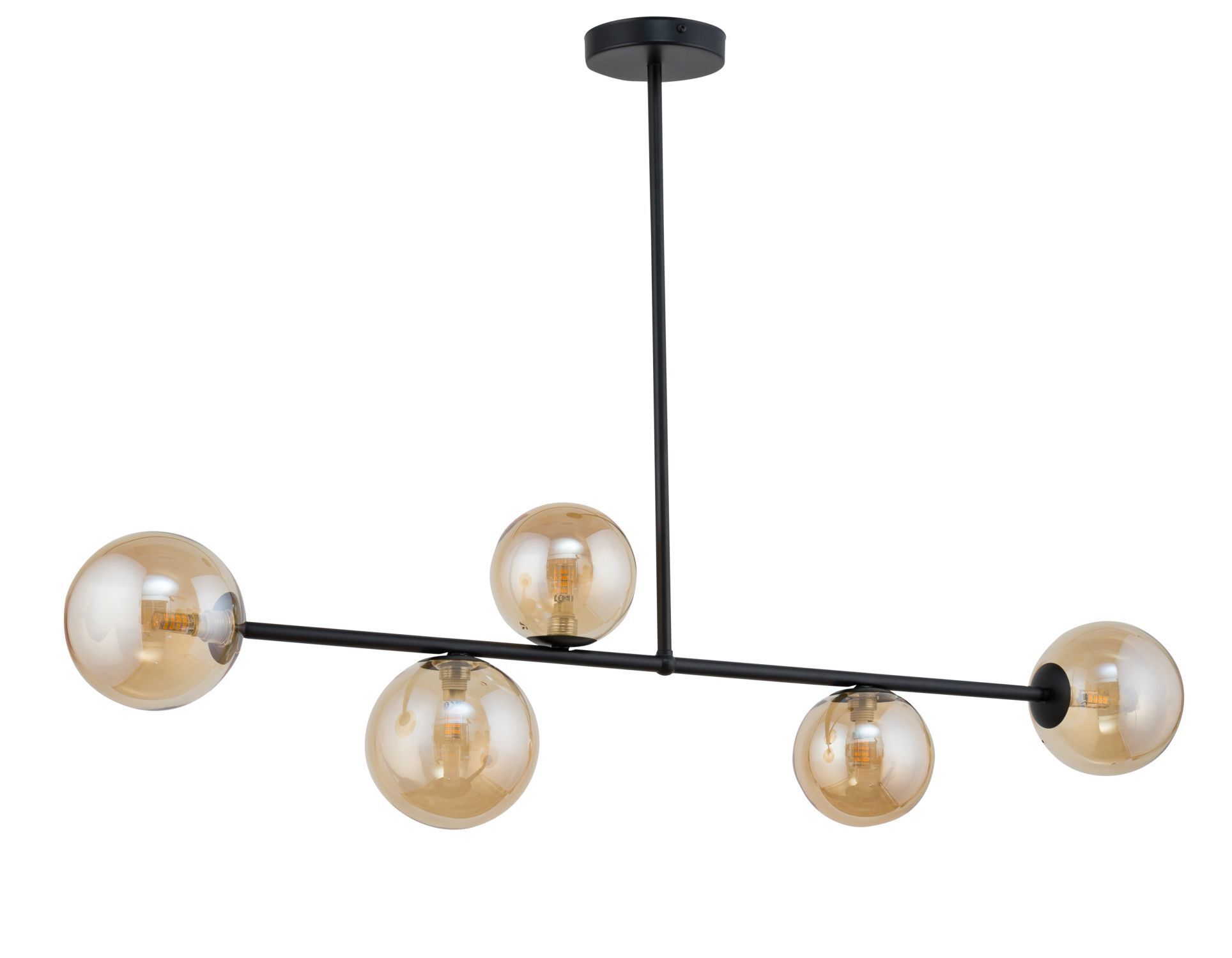 Plafonnier Verre Ambre Métal Noir G9 faible éblouissement