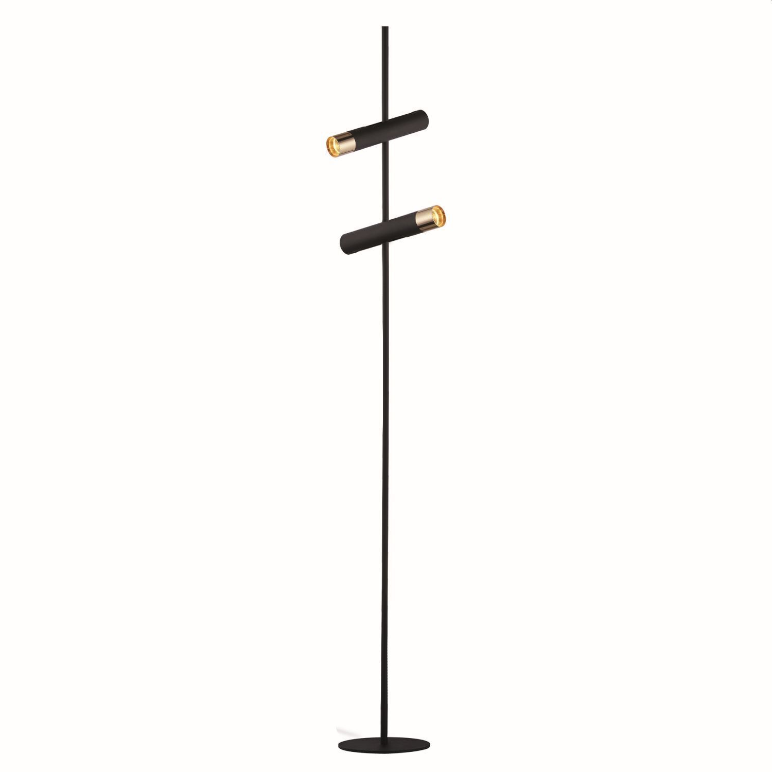 Lampadaire LED ajustable 151 cm en noir or 3000 K