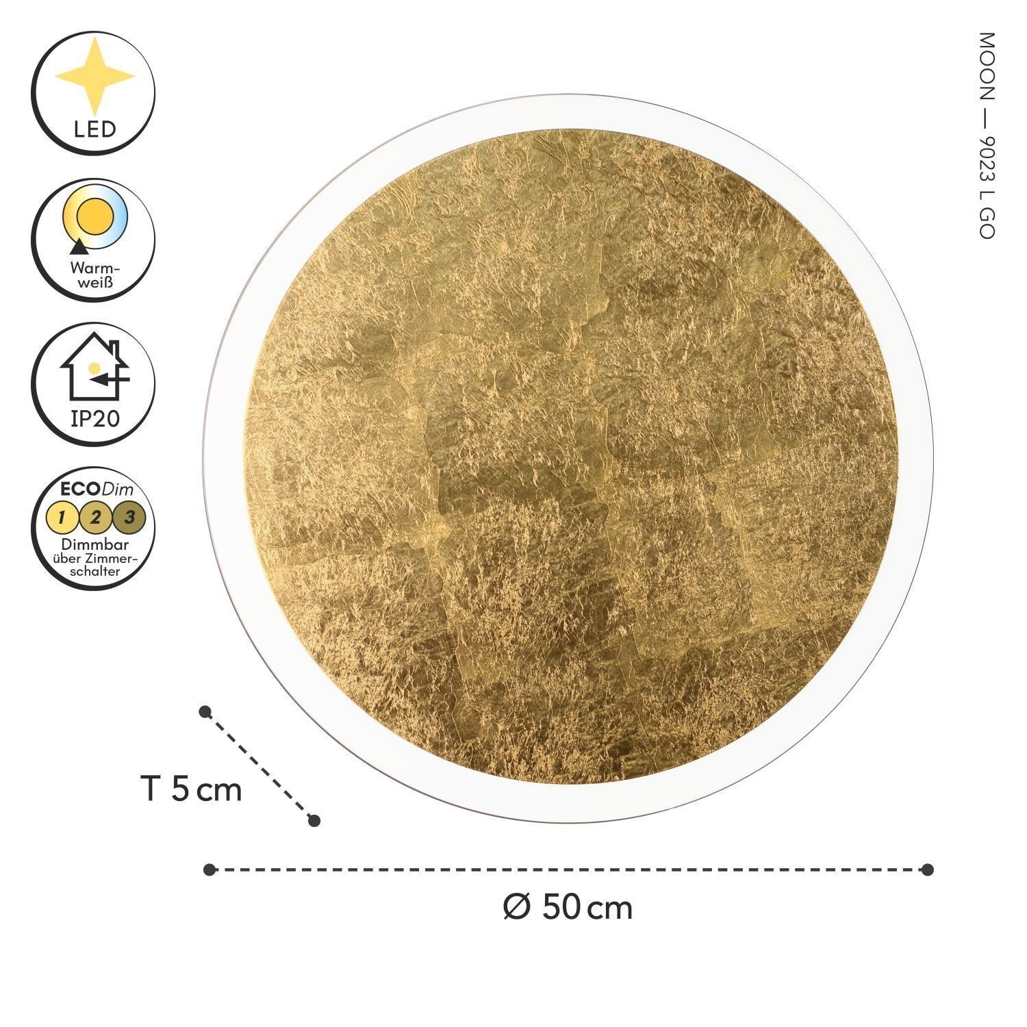 golden disc, gold texture, runde leuchte, LED, dim over wall switch