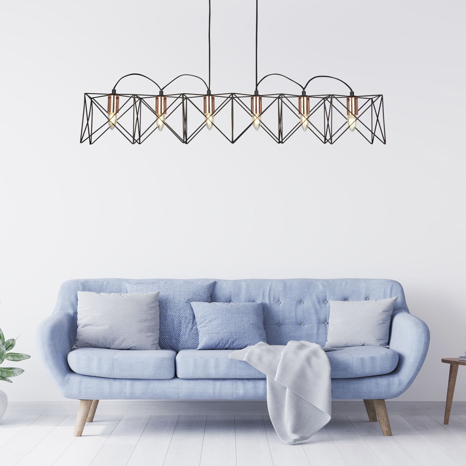Lampe à suspendre métal 110 cm de long H : max. 145 cm Noir Cuivre