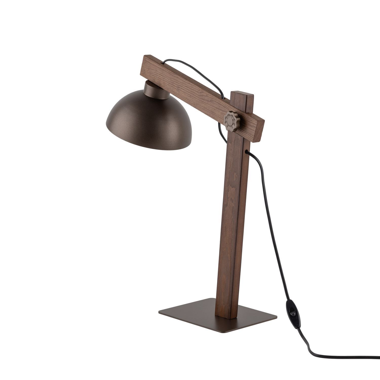 Lampe de table articulée 52 cm de haut bois métal E27 réglable