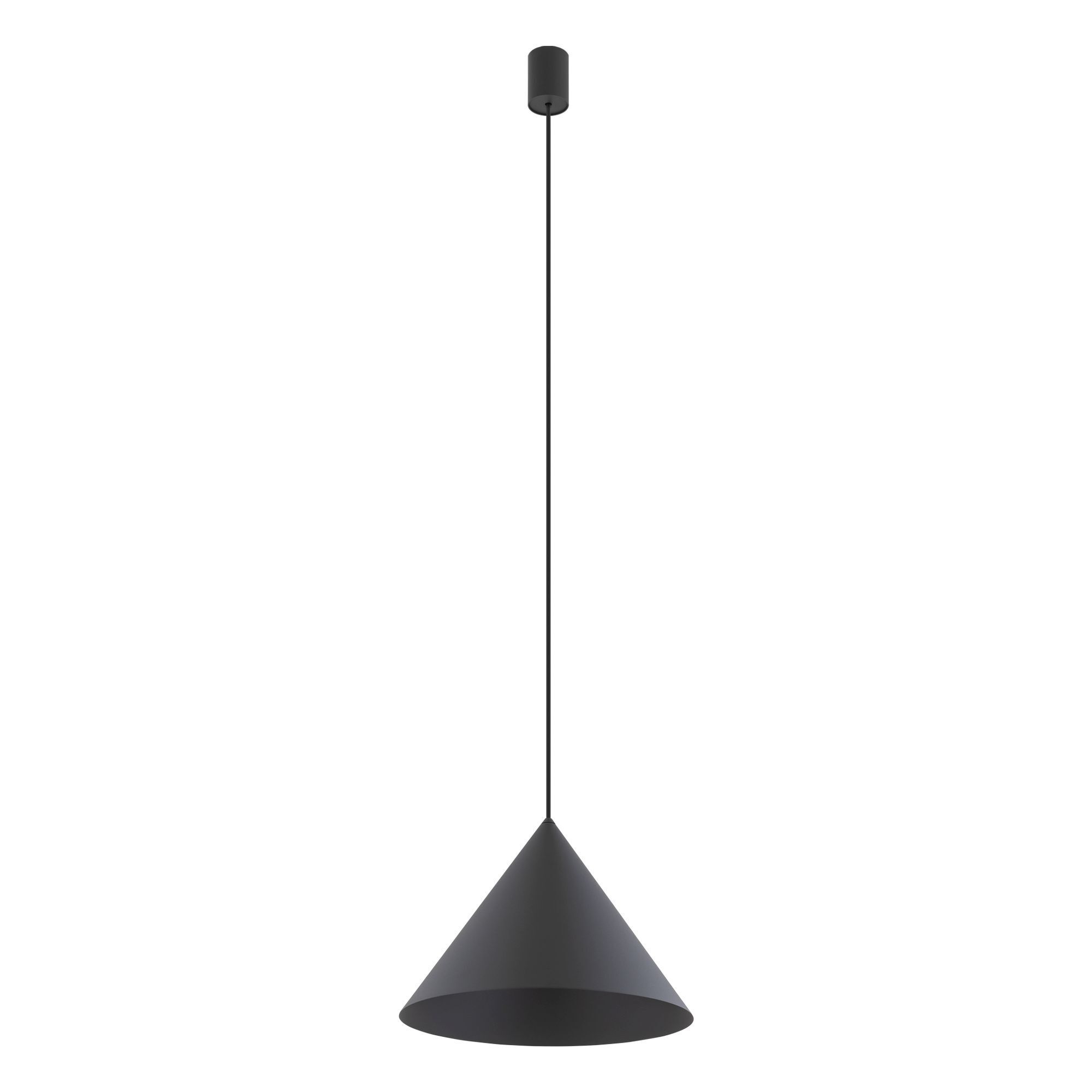 Pendelleuchte Metall Ø 35 cm Grau Retro GU10 Kegelschirm Pendlampe, Hängelampe, Schwarz, Metall, Kegelform