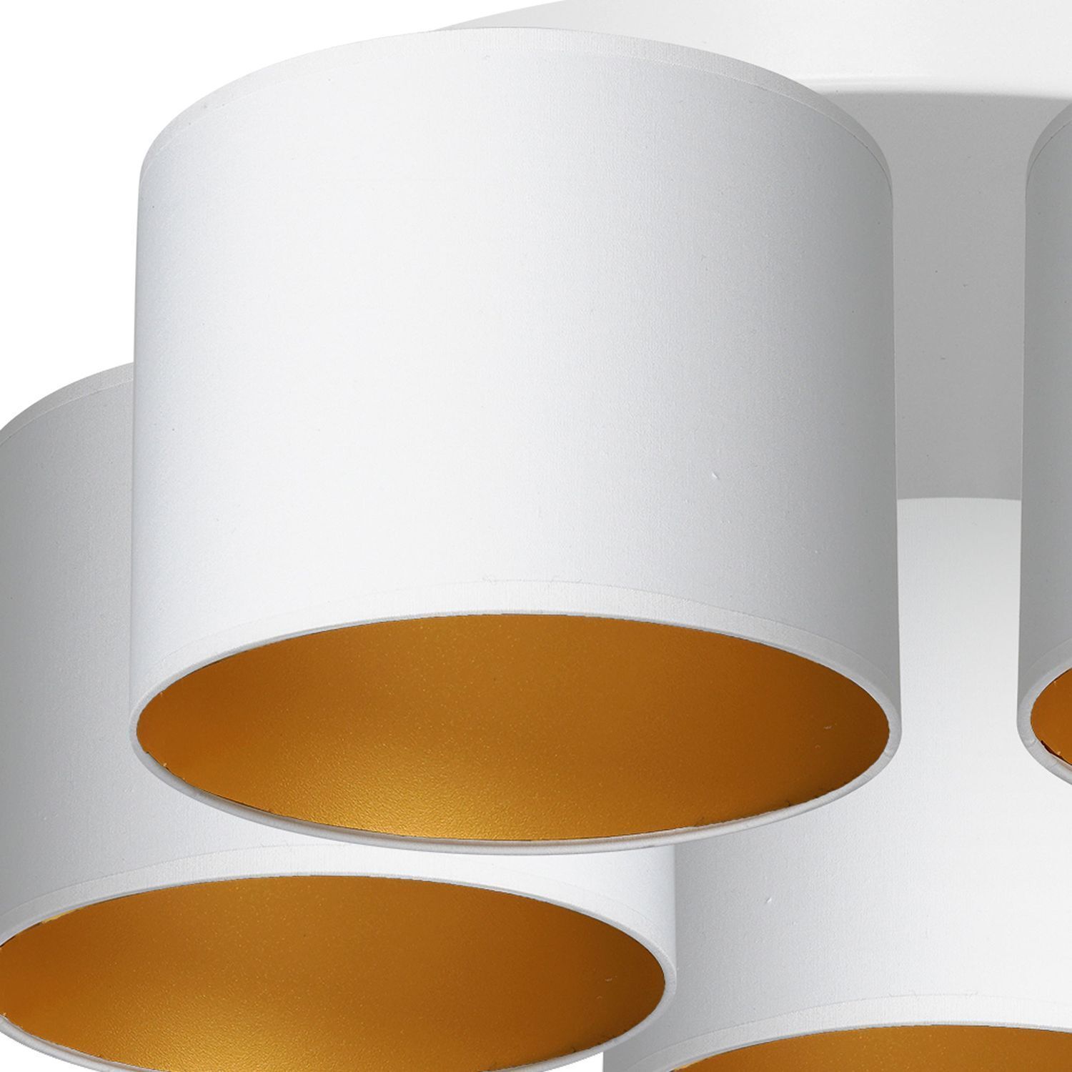 Plafonnier Blanc Or Tissu Métal E27 rond Ø58 cm