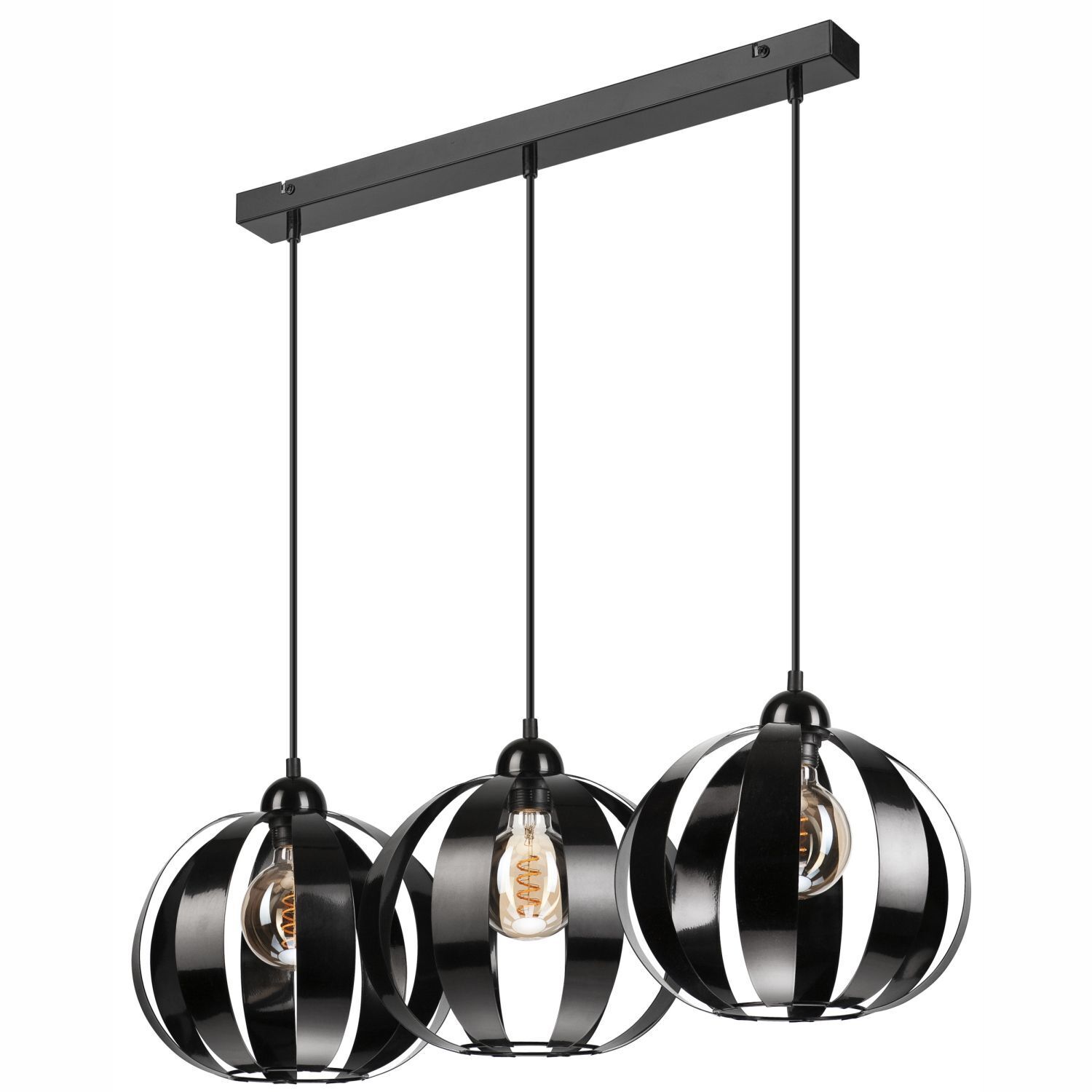 Suspension noir métal 3 flammes E27 orientable